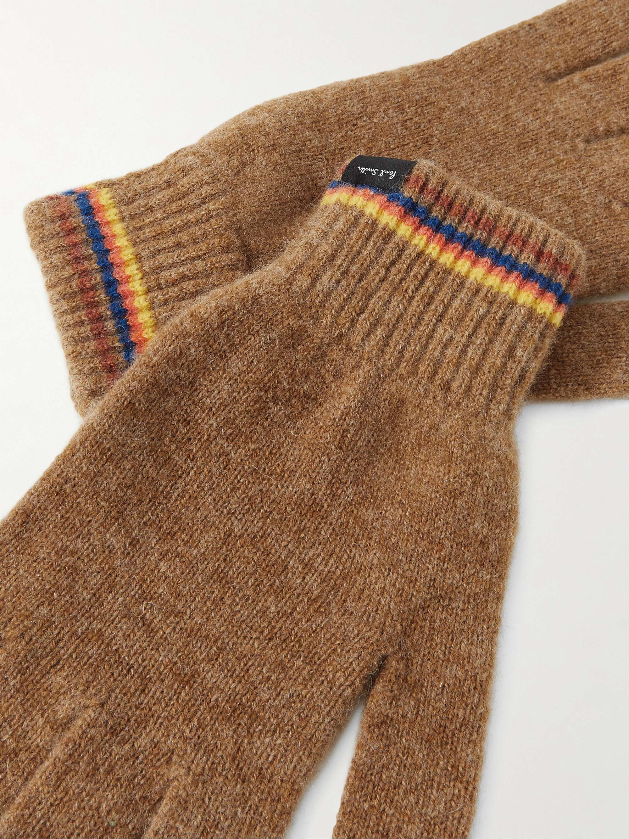 PAUL SMITH Striped Intarsia Wool Gloves