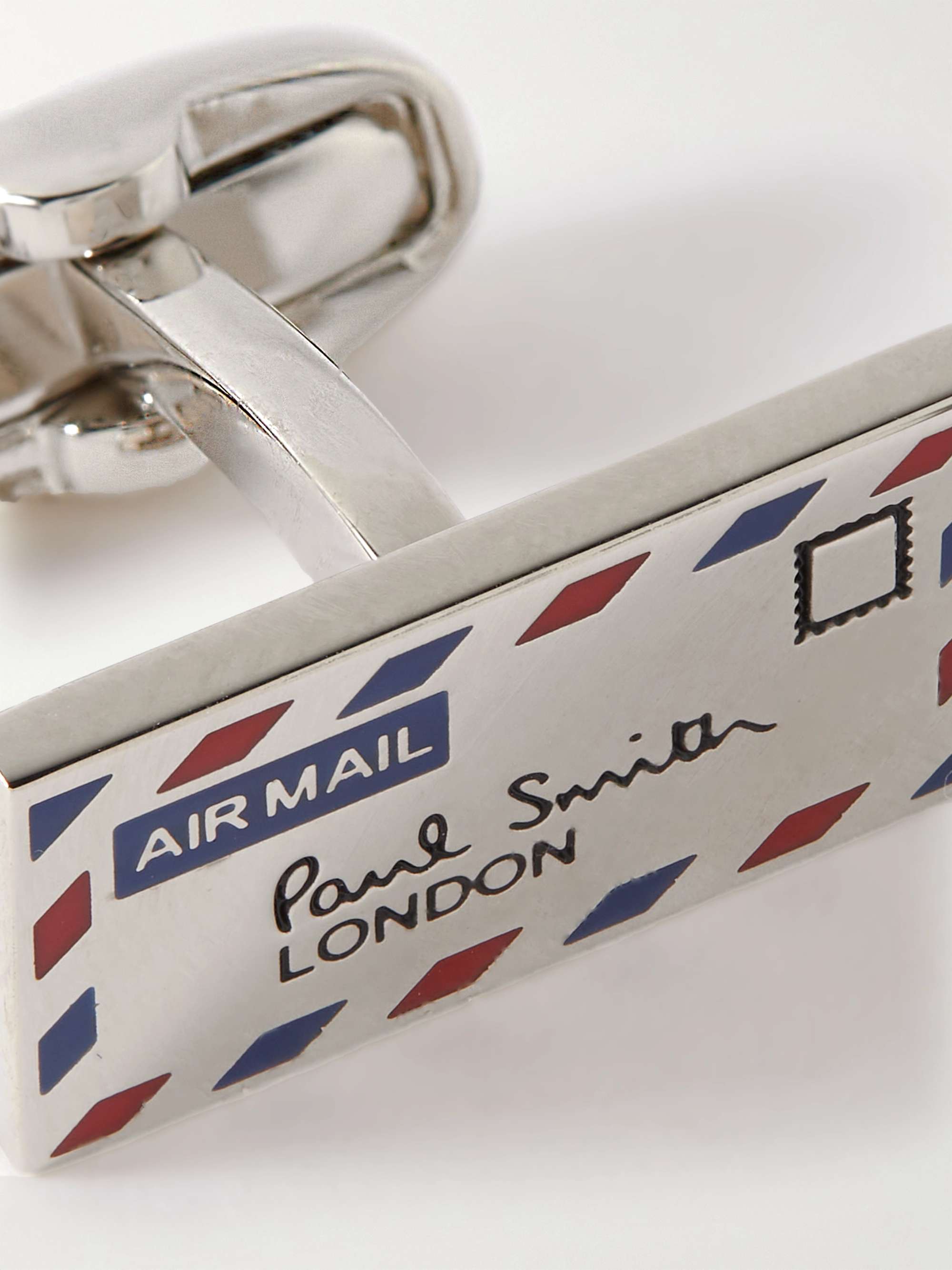 PAUL SMITH Airmail Silver-Tone Enamel Cufflinks