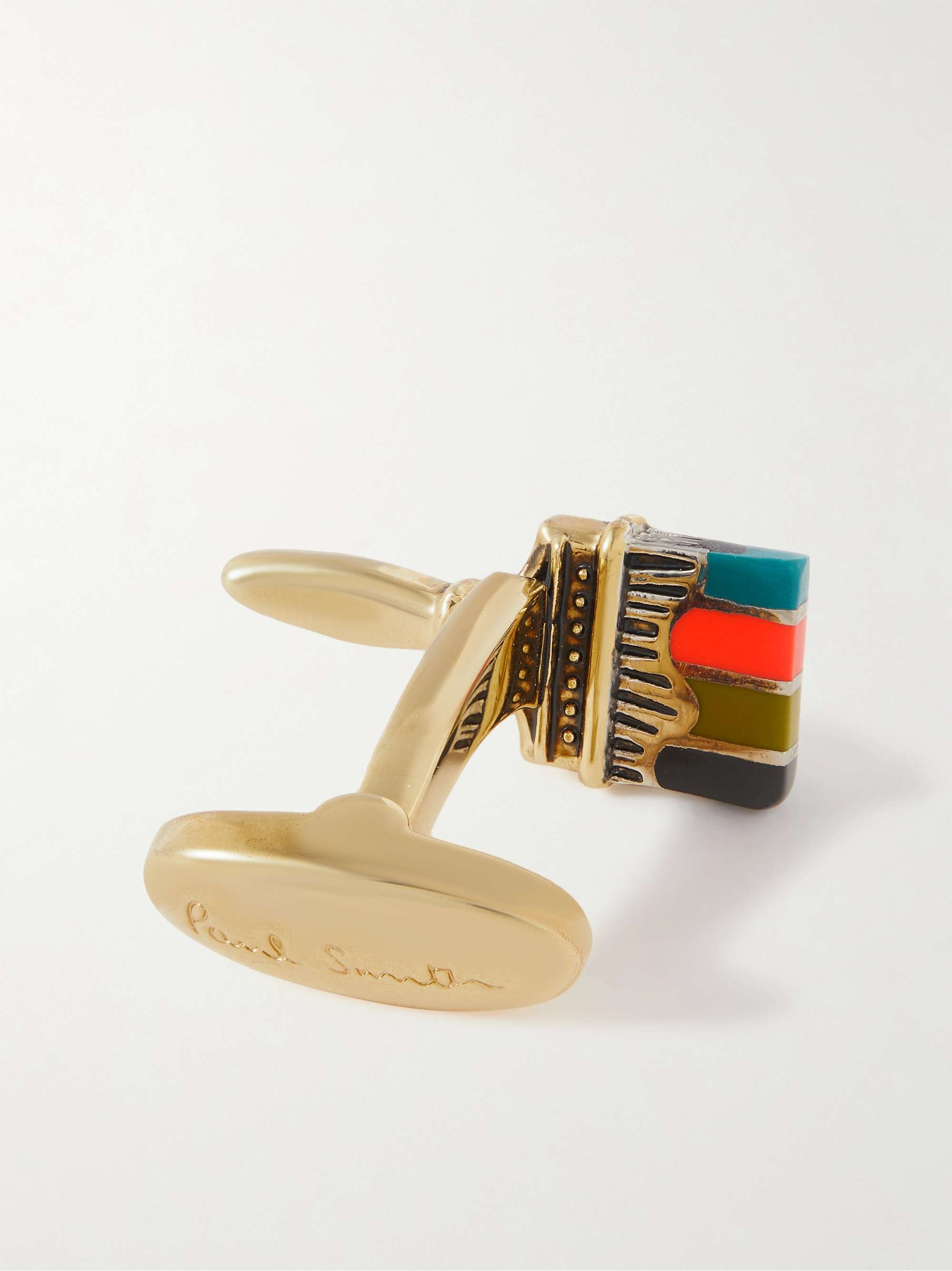 PAUL SMITH Paintbrush Gold- and Silver-Tone Enamel Cufflinks