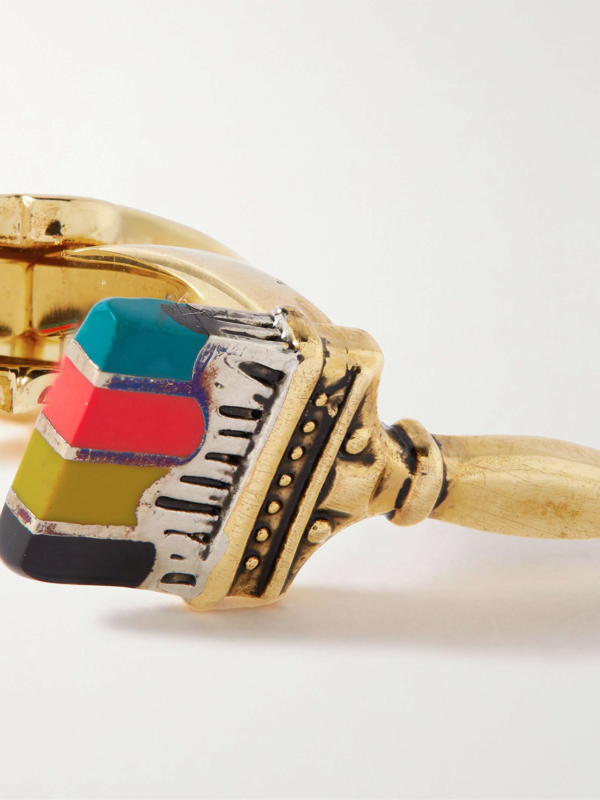 PAUL SMITH Paintbrush Gold- and Silver-Tone Enamel Cufflinks