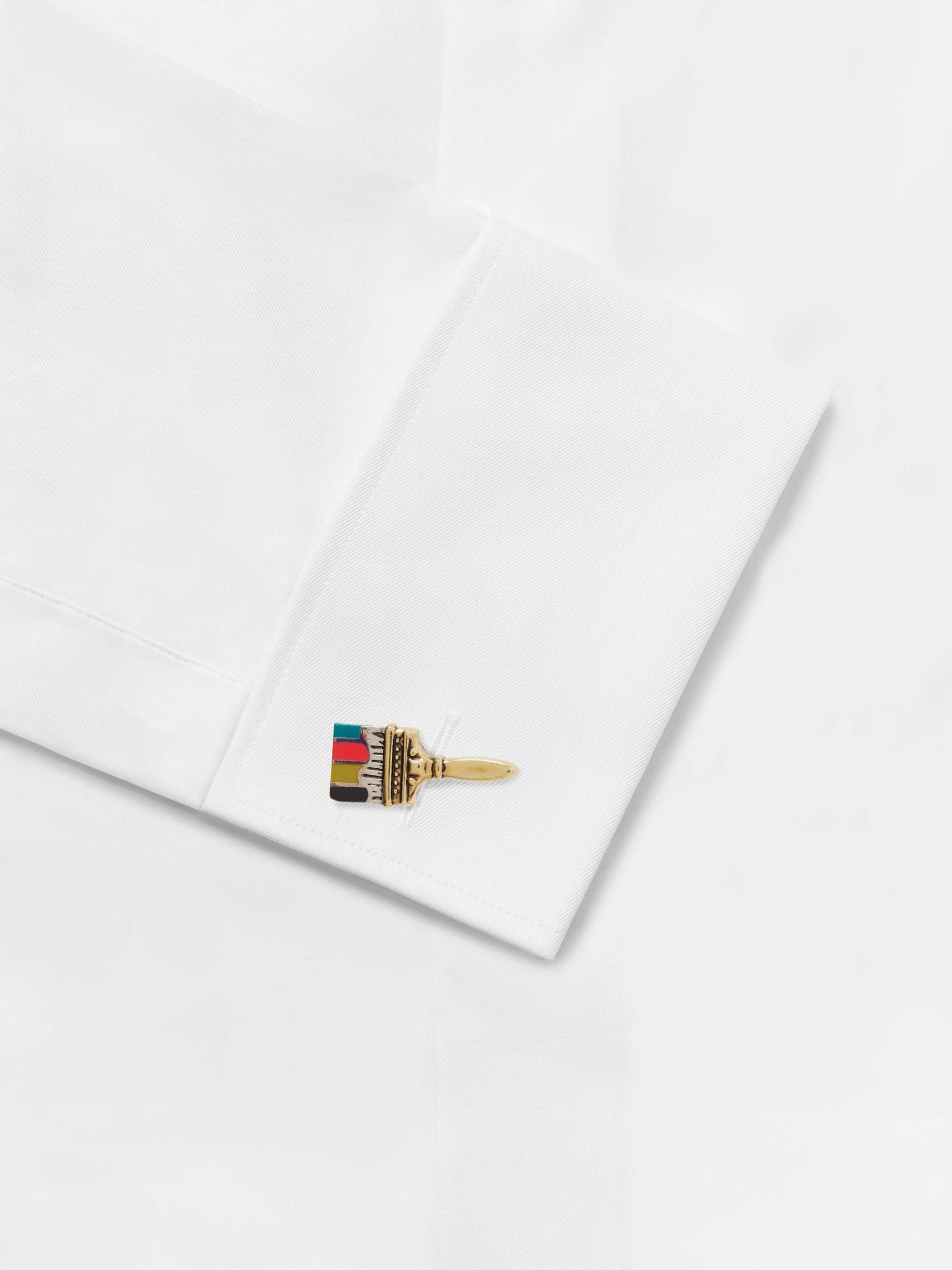 PAUL SMITH Paintbrush Gold- and Silver-Tone Enamel Cufflinks