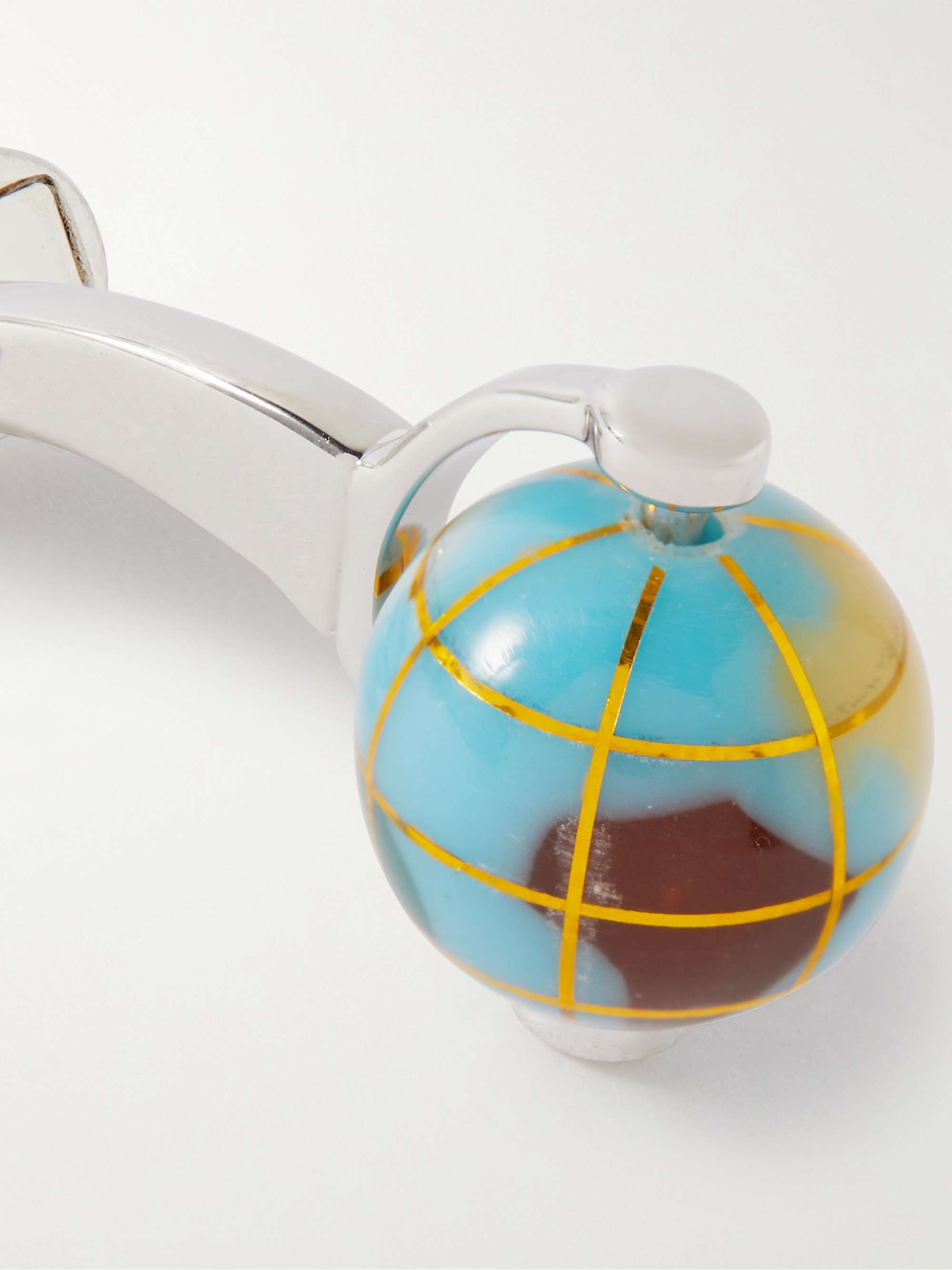 PAUL SMITH Spinning Globe Silver-Tone Enamel Cufflinks