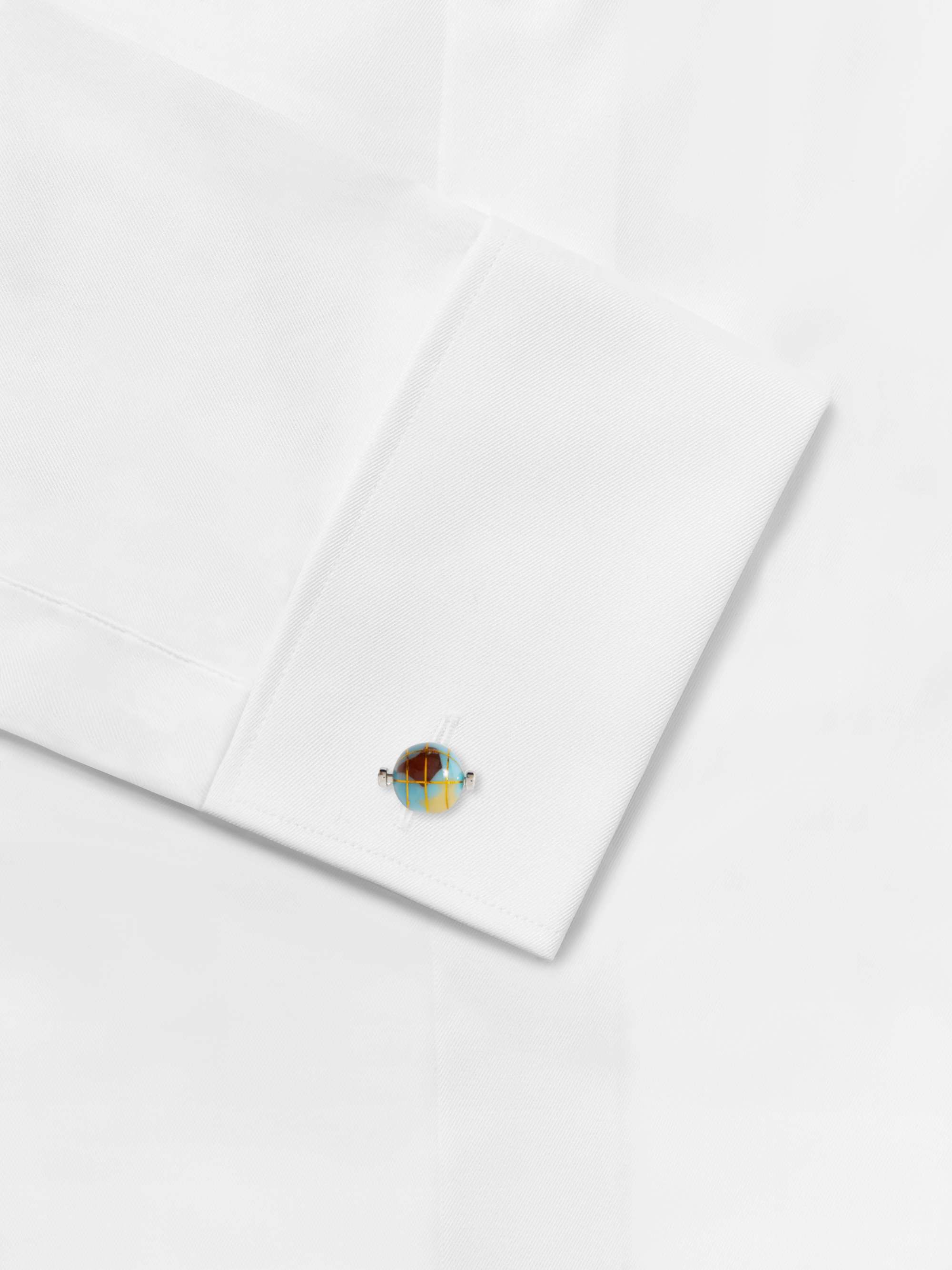 PAUL SMITH Spinning Globe Silver-Tone Enamel Cufflinks