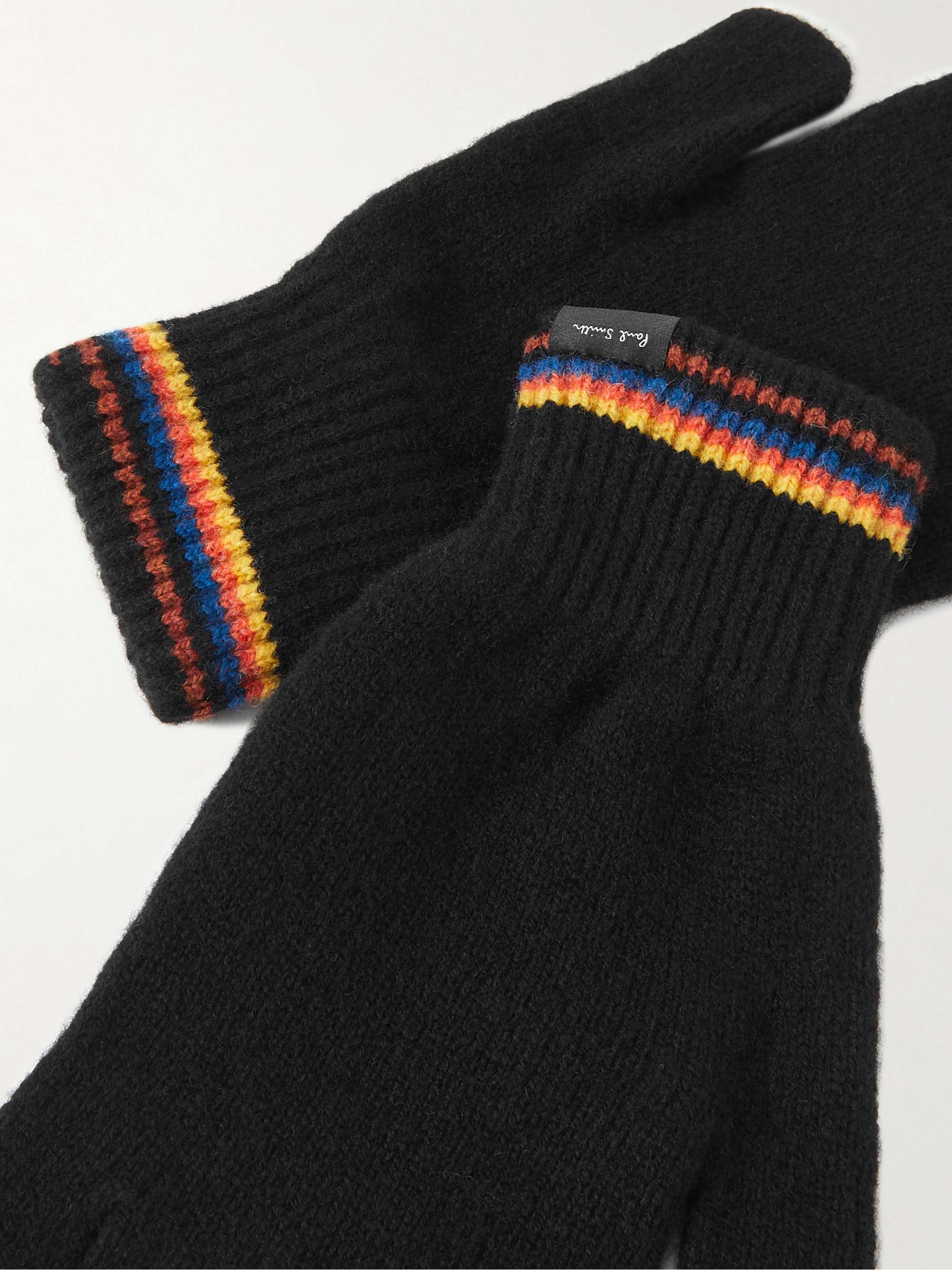PAUL SMITH Striped Intarsia Wool Gloves