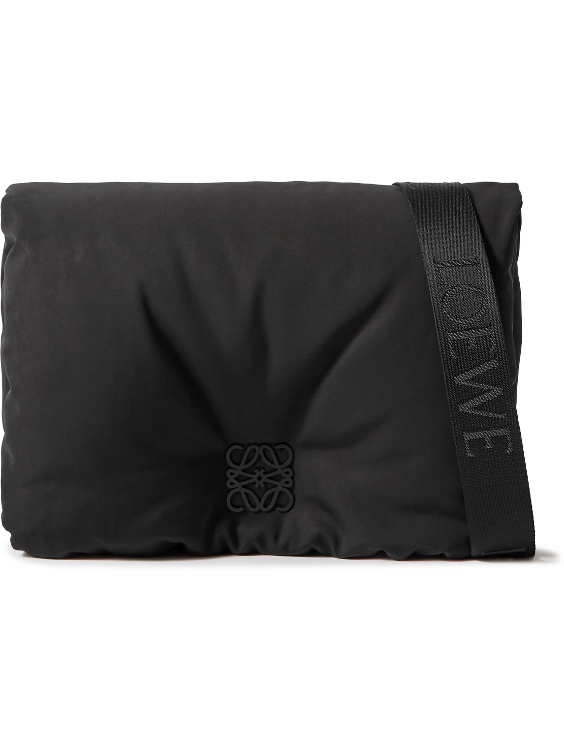 Shop Loewe Goya Puffer Logo-embellished Shell Messenger Bag In Black