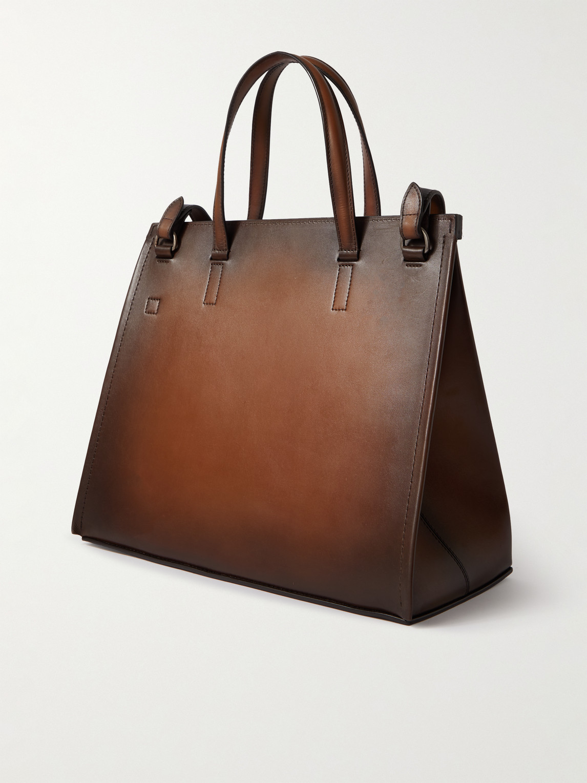 Shop Berluti Luti 38 Venezia Leather Tote Bag In Brown