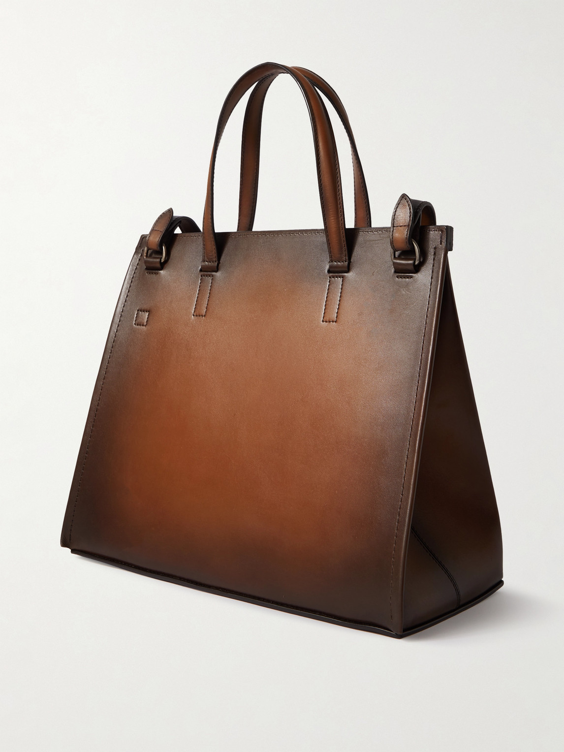 Shop Berluti Luti 38 Venezia Leather Tote Bag In Brown