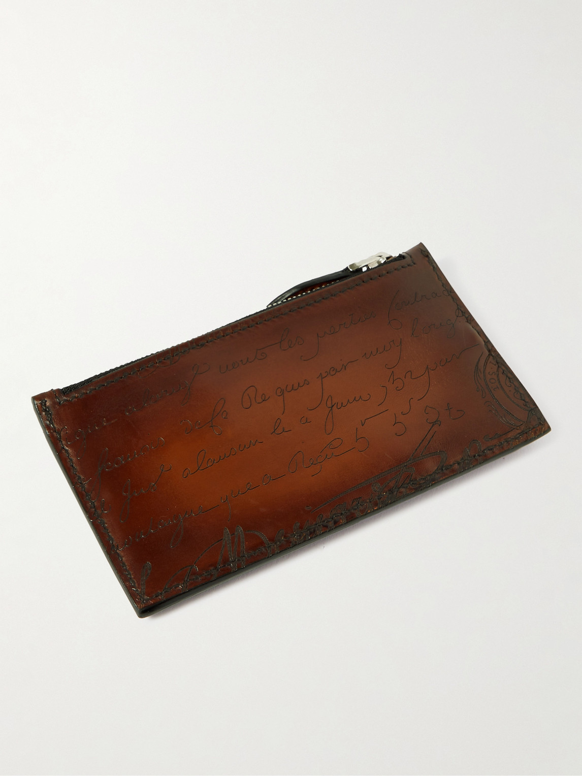 Shop Berluti Scritto Venezia Leather Wallet In Brown