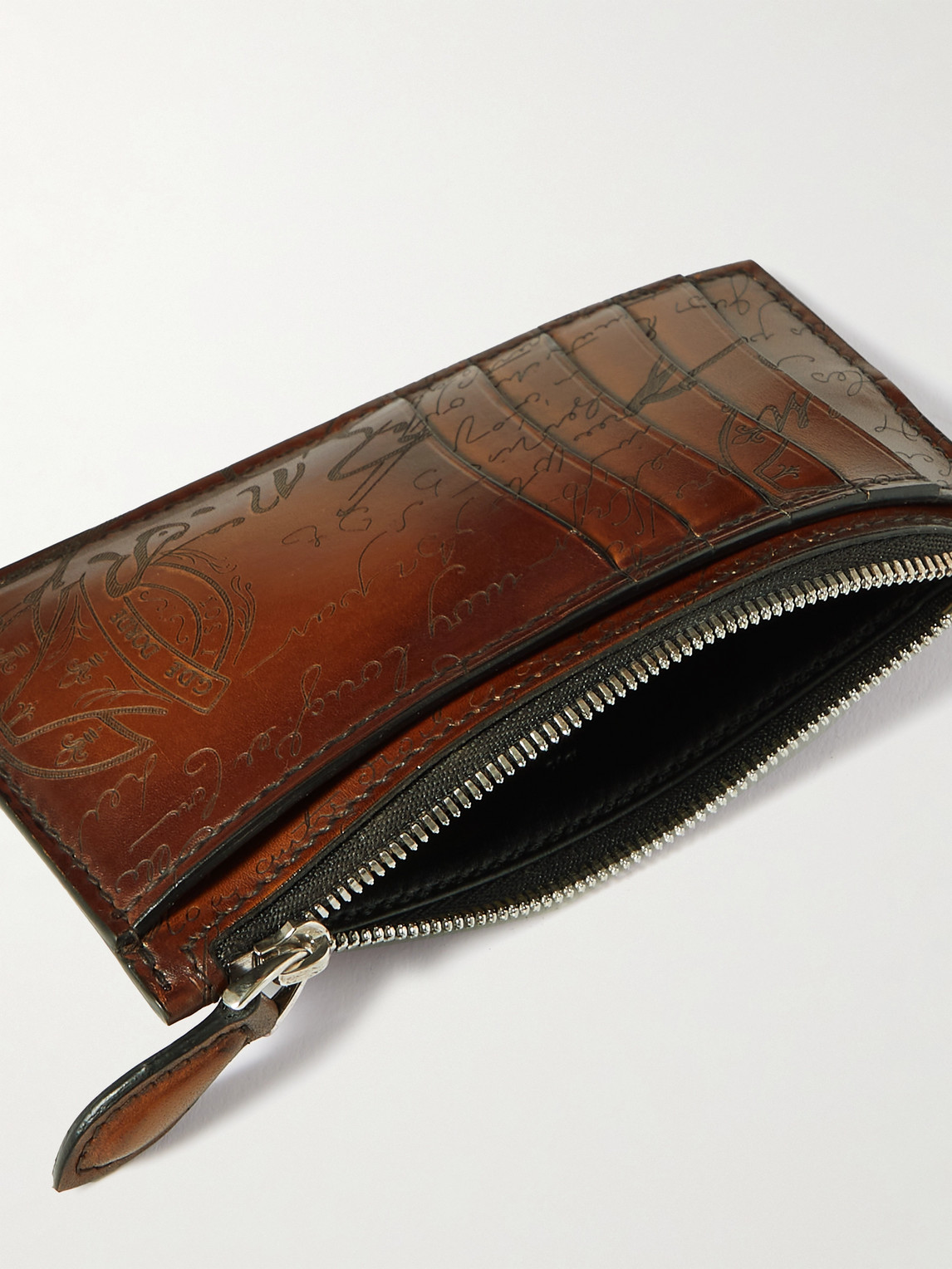 Shop Berluti Scritto Venezia Leather Wallet In Brown