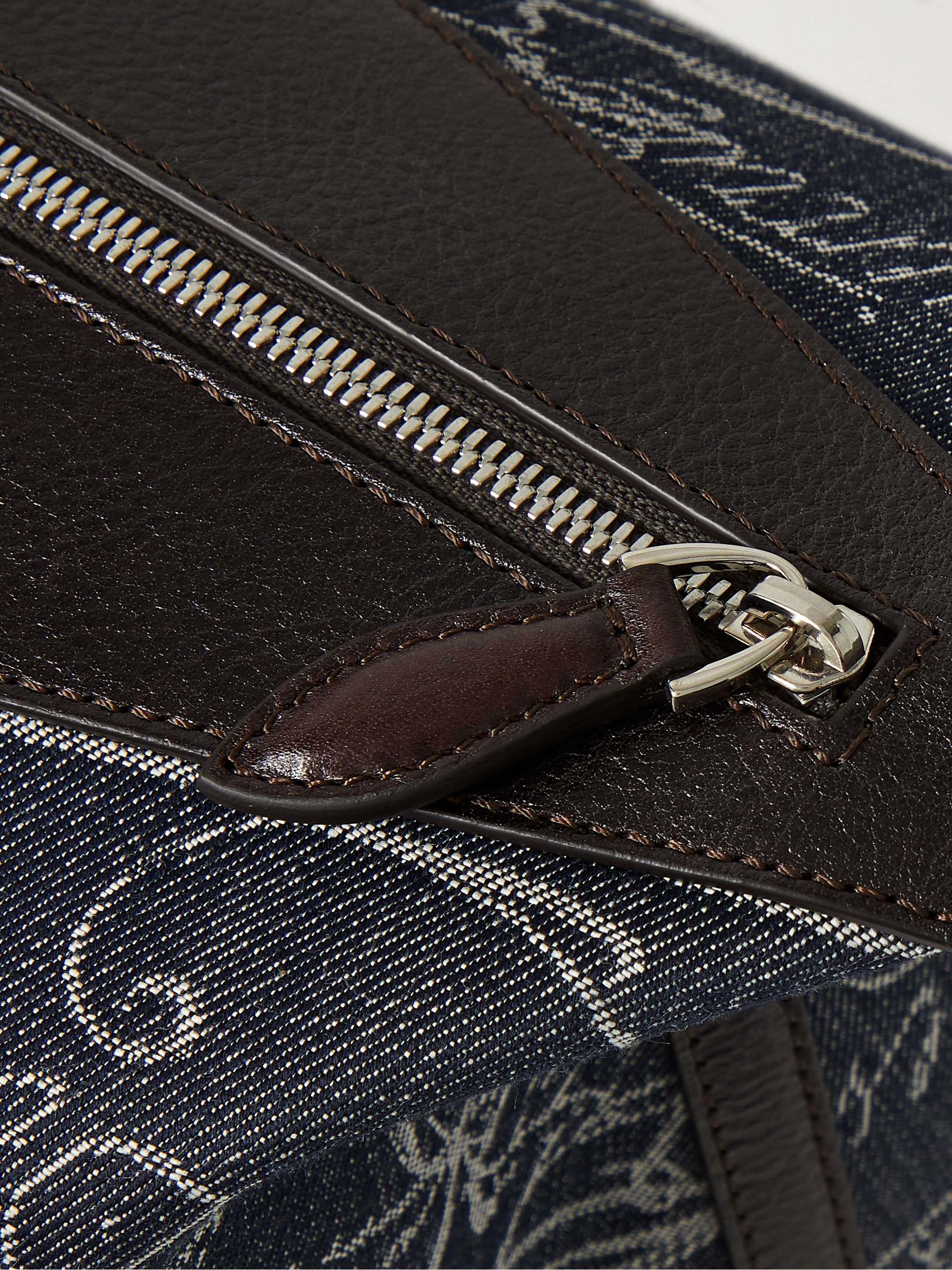 BERLUTI Viaggio Leather-Trimmed Denim Weekend Bag