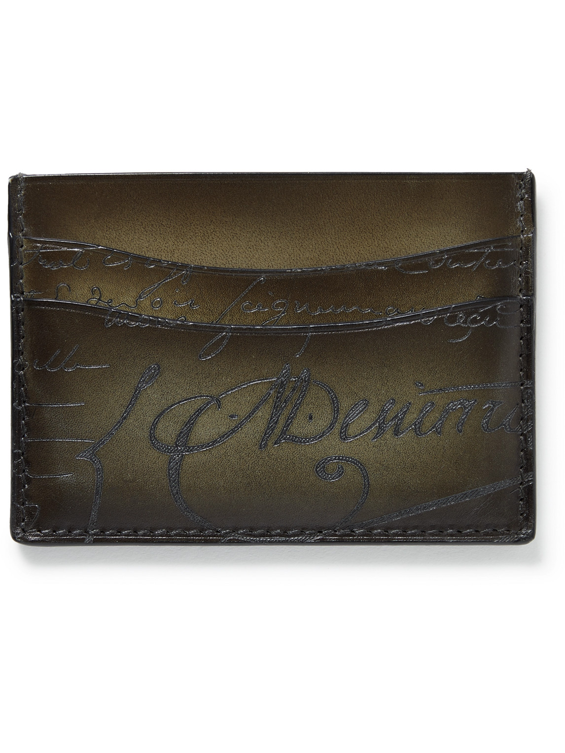 Berluti Bambou Scritto Venezia Leather Cardholder In Green