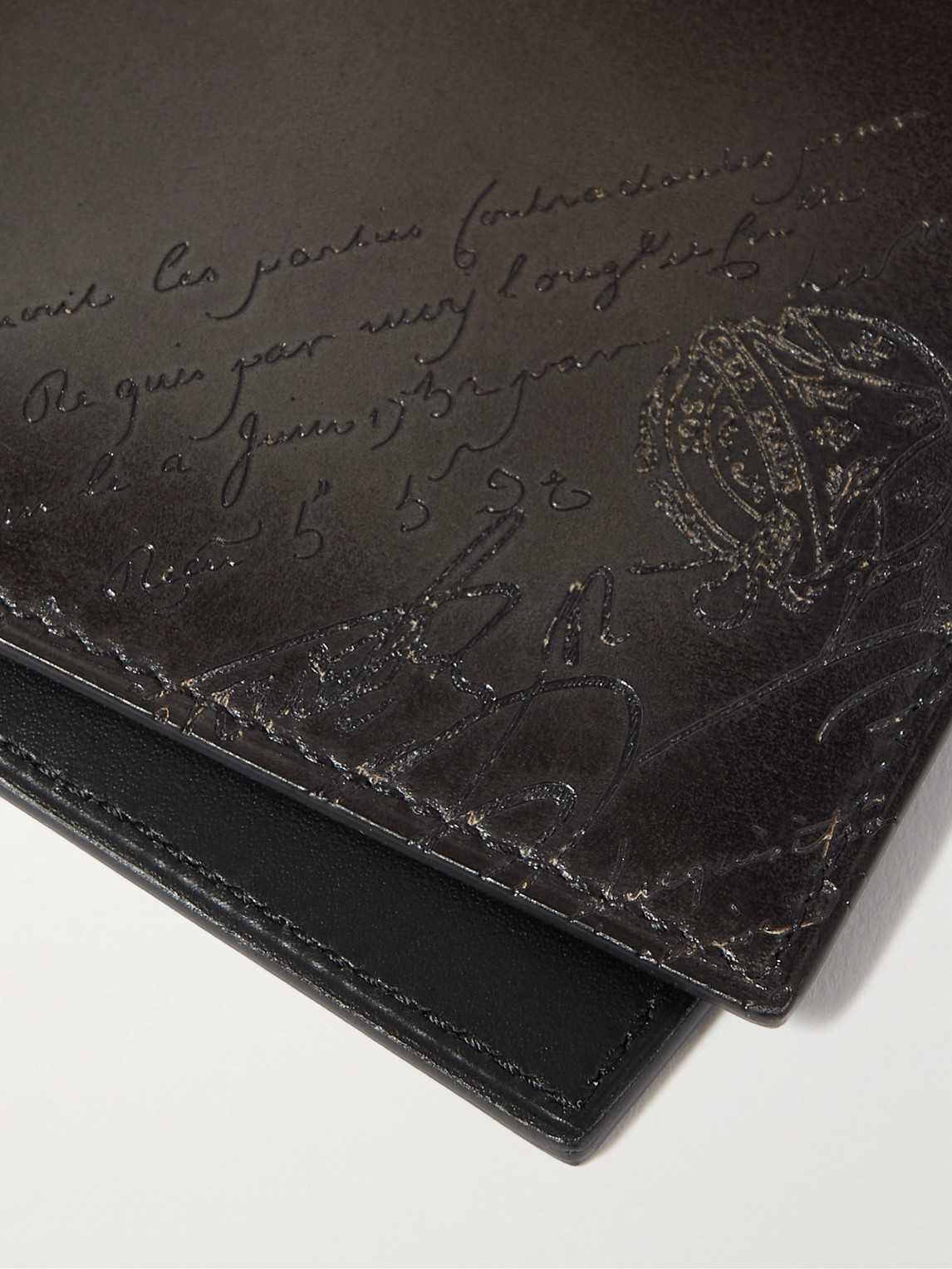 Shop Berluti Scritto Venezia Full-grain Leather Billfold Wallet In Black