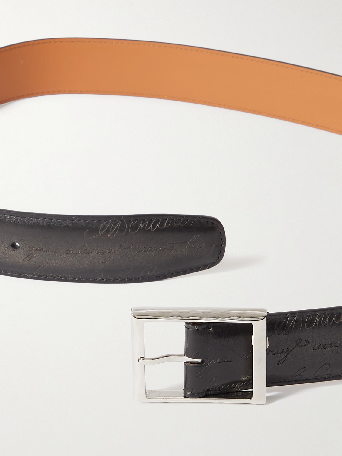 Shop Berluti Scritto 3.5cm Leather Belt In Black