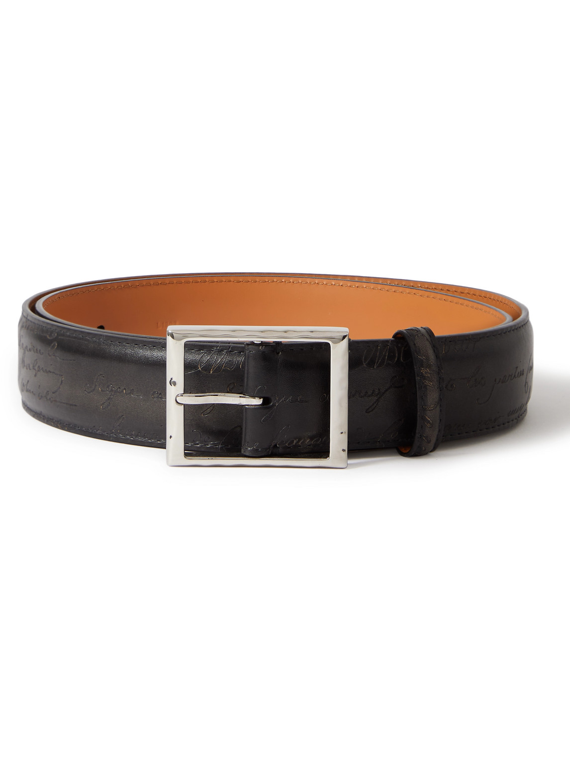 Shop Berluti Scritto 3.5cm Leather Belt In Black