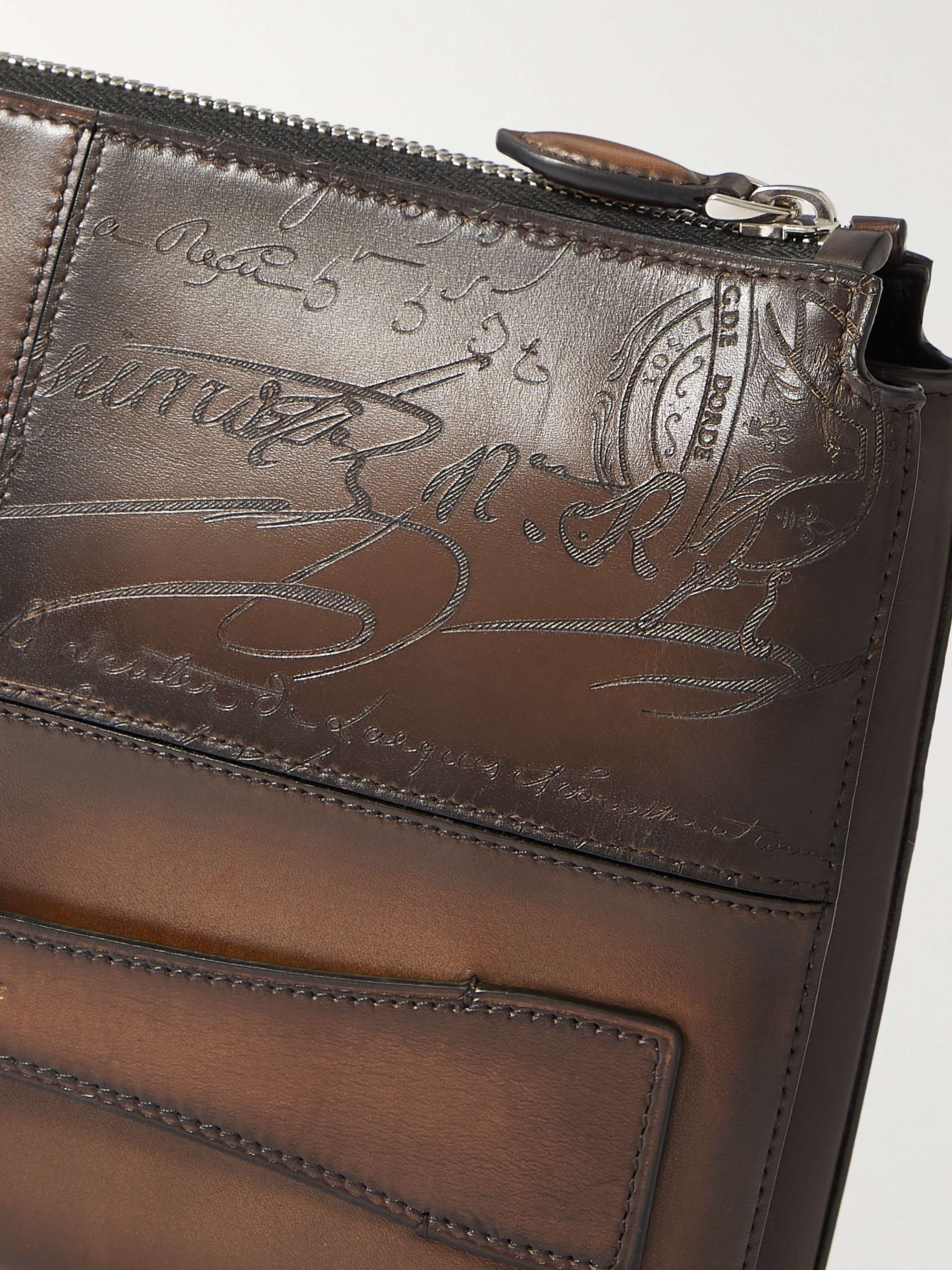 BERLUTI Tersio Scritto Panelled Venezia Leather Pouch for BERLUTI Tersio Scritto Panelled Venezia Leather Pouch for