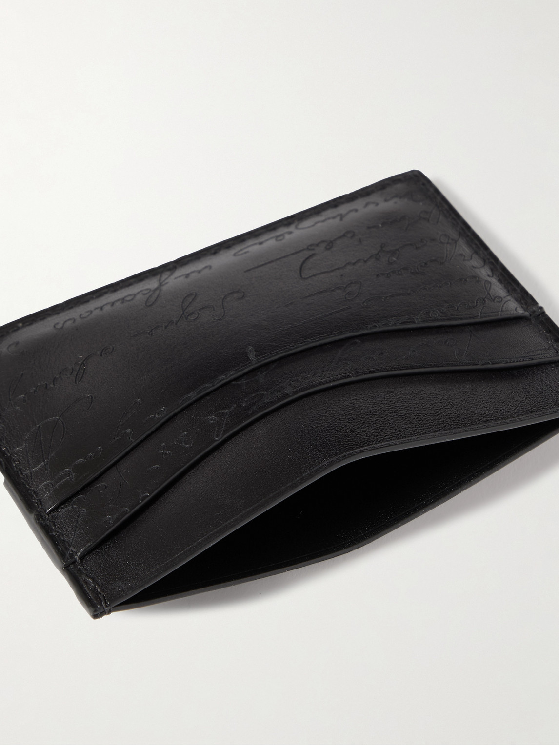 Shop Berluti Scritto Venezia Leather Cardholder In Black