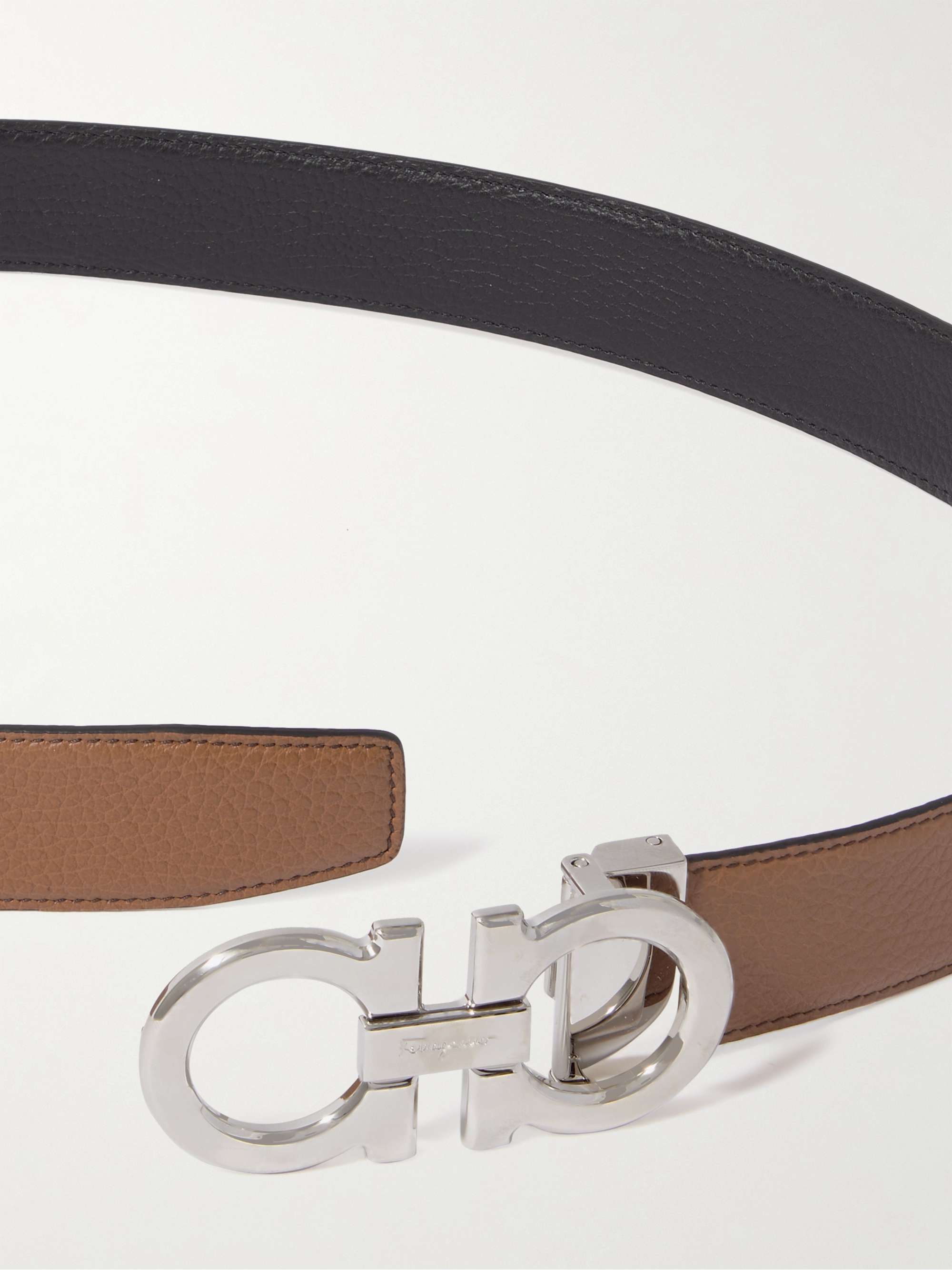 FERRAGAMO 3.5cm Reversible Full-Grain Leather Belt