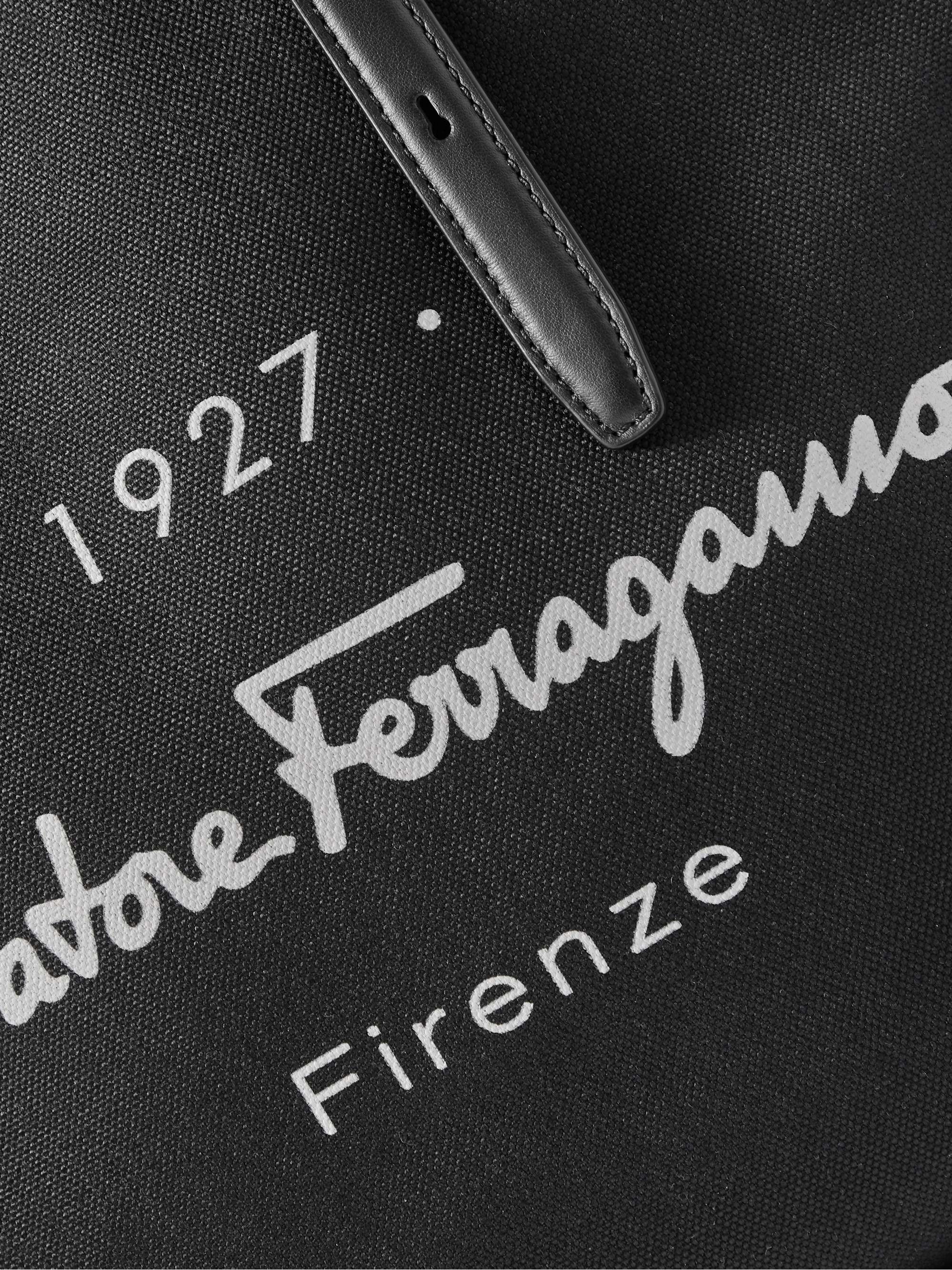 FERRAGAMO Logo-Print Leather-Trimmed Canvas Tote Bag