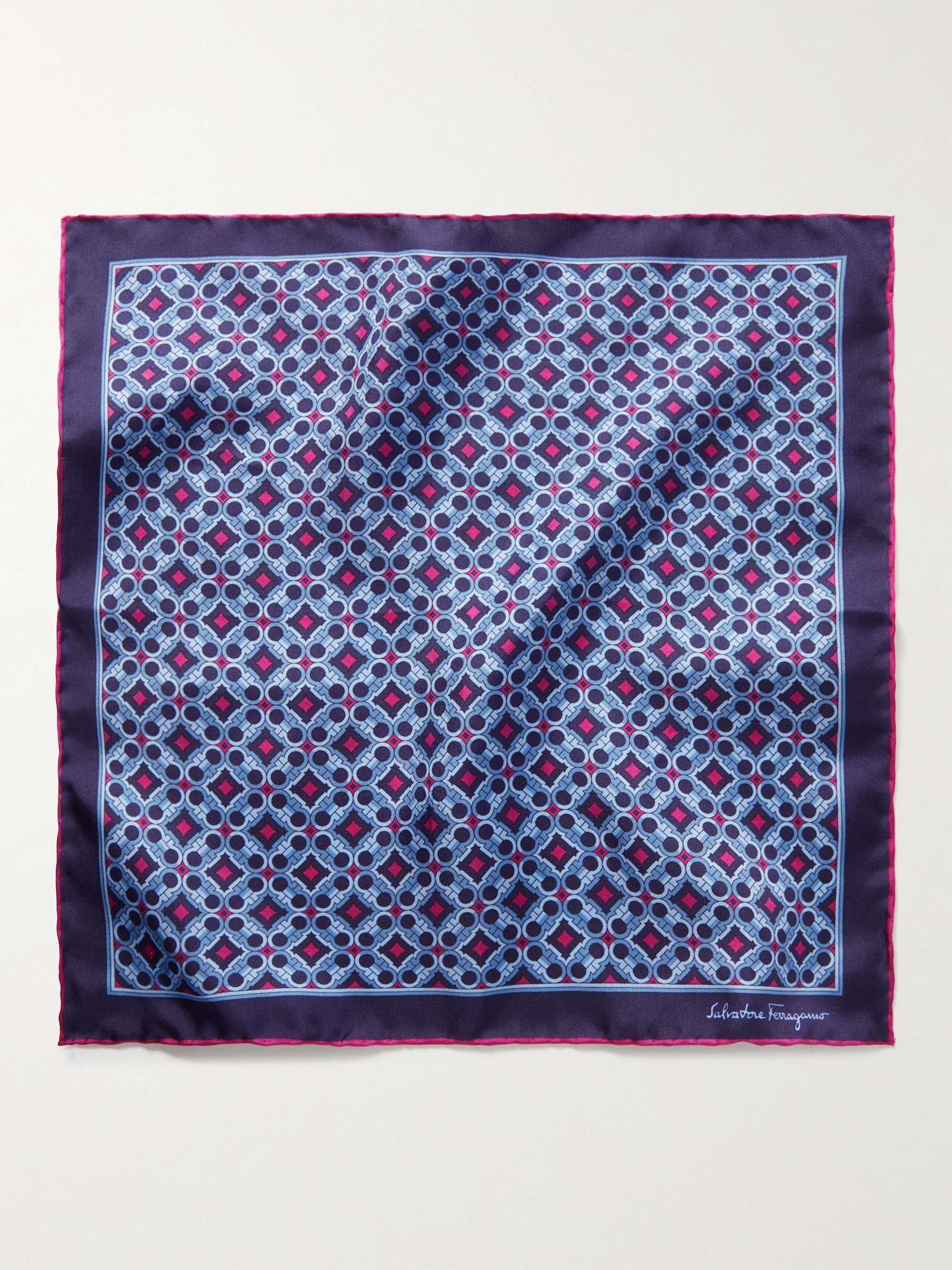 FERRAGAMO Printed Silk-Twill Pocket Square