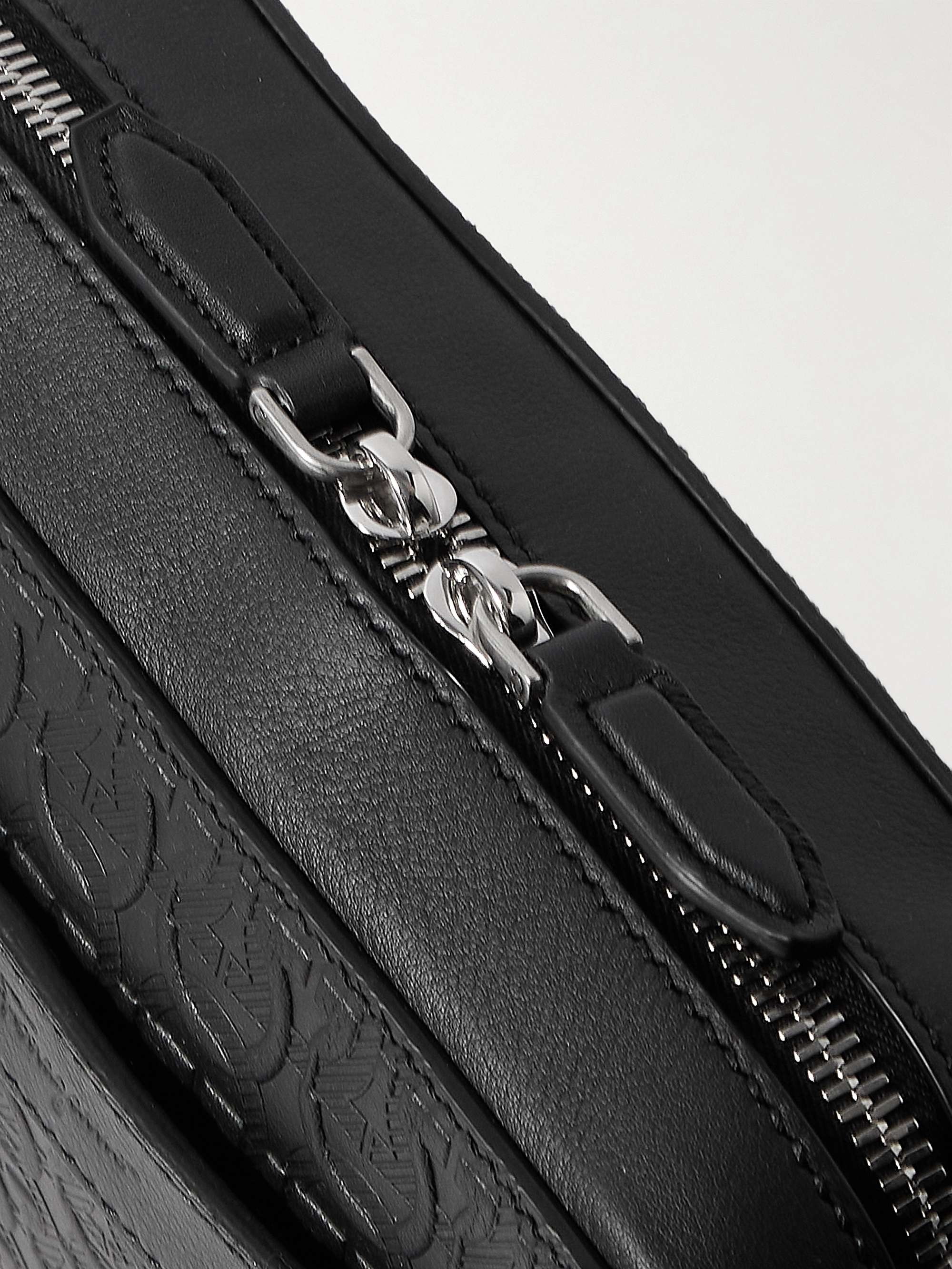 FERRAGAMO Logo-Embossed Leather Messenger Bag