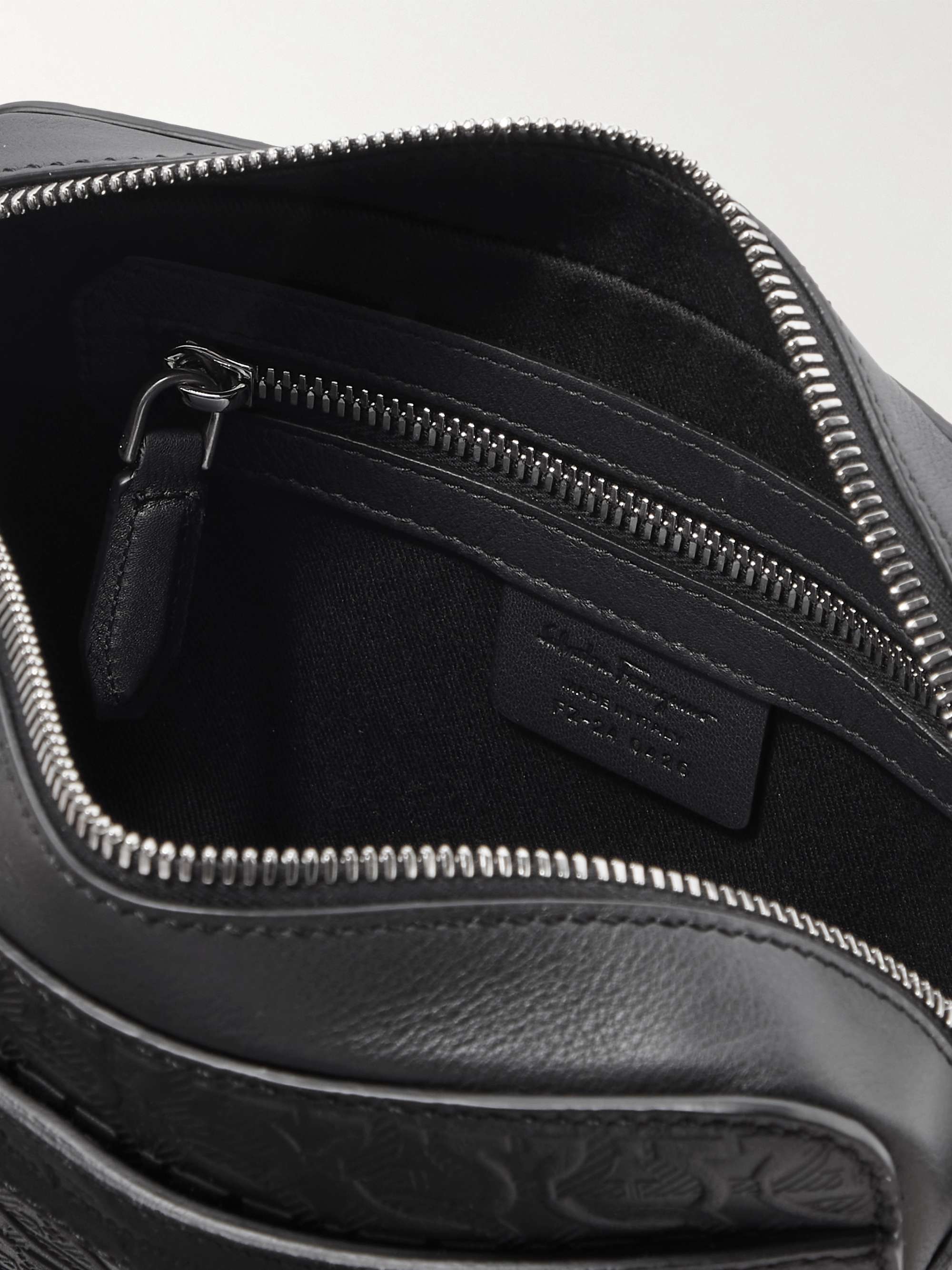 FERRAGAMO Logo-Embossed Leather Messenger Bag