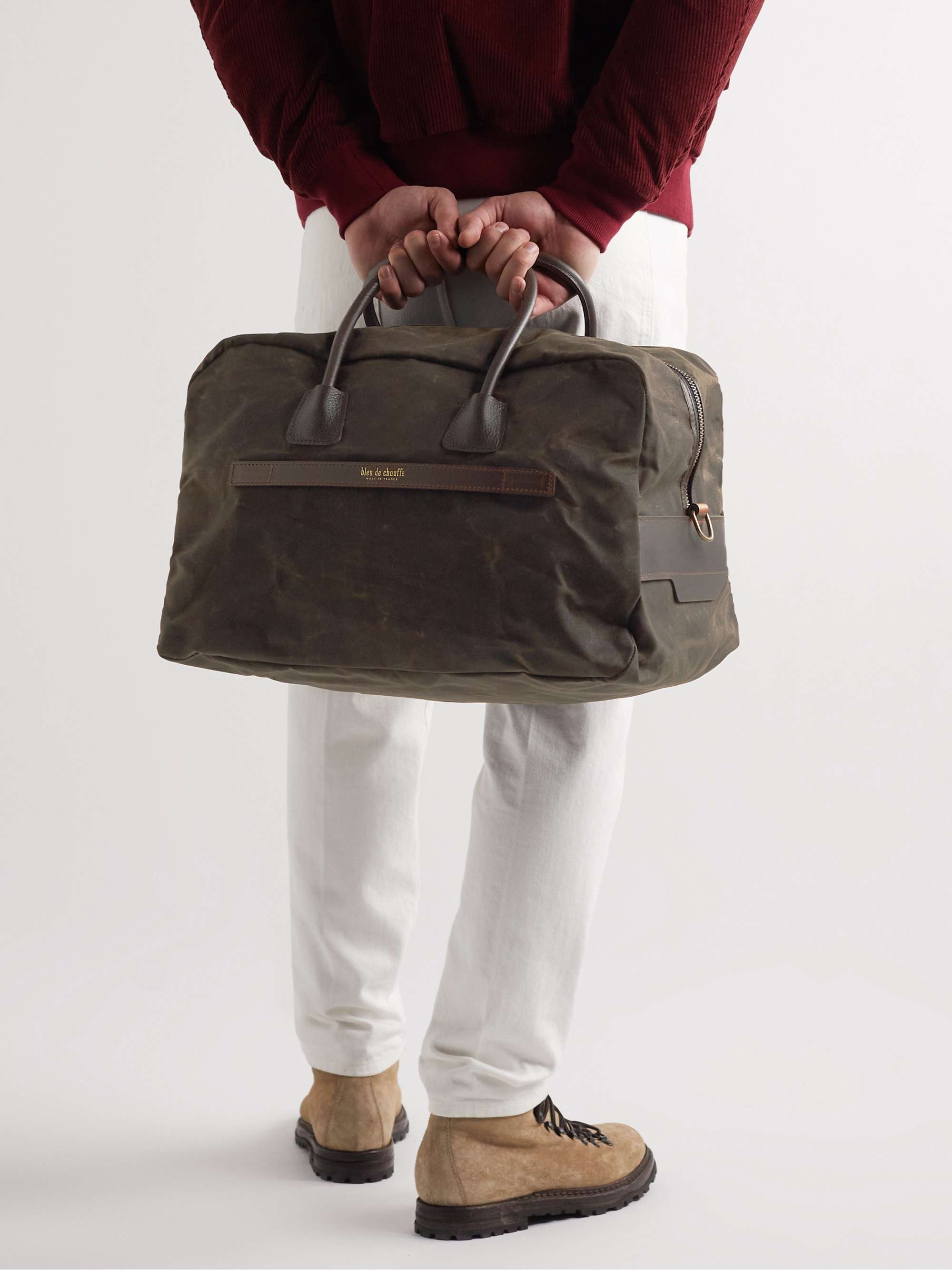 BLEU DE CHAUFFE Zephir Leather-Trimmed Cotton-Canvas Weekend Bag
