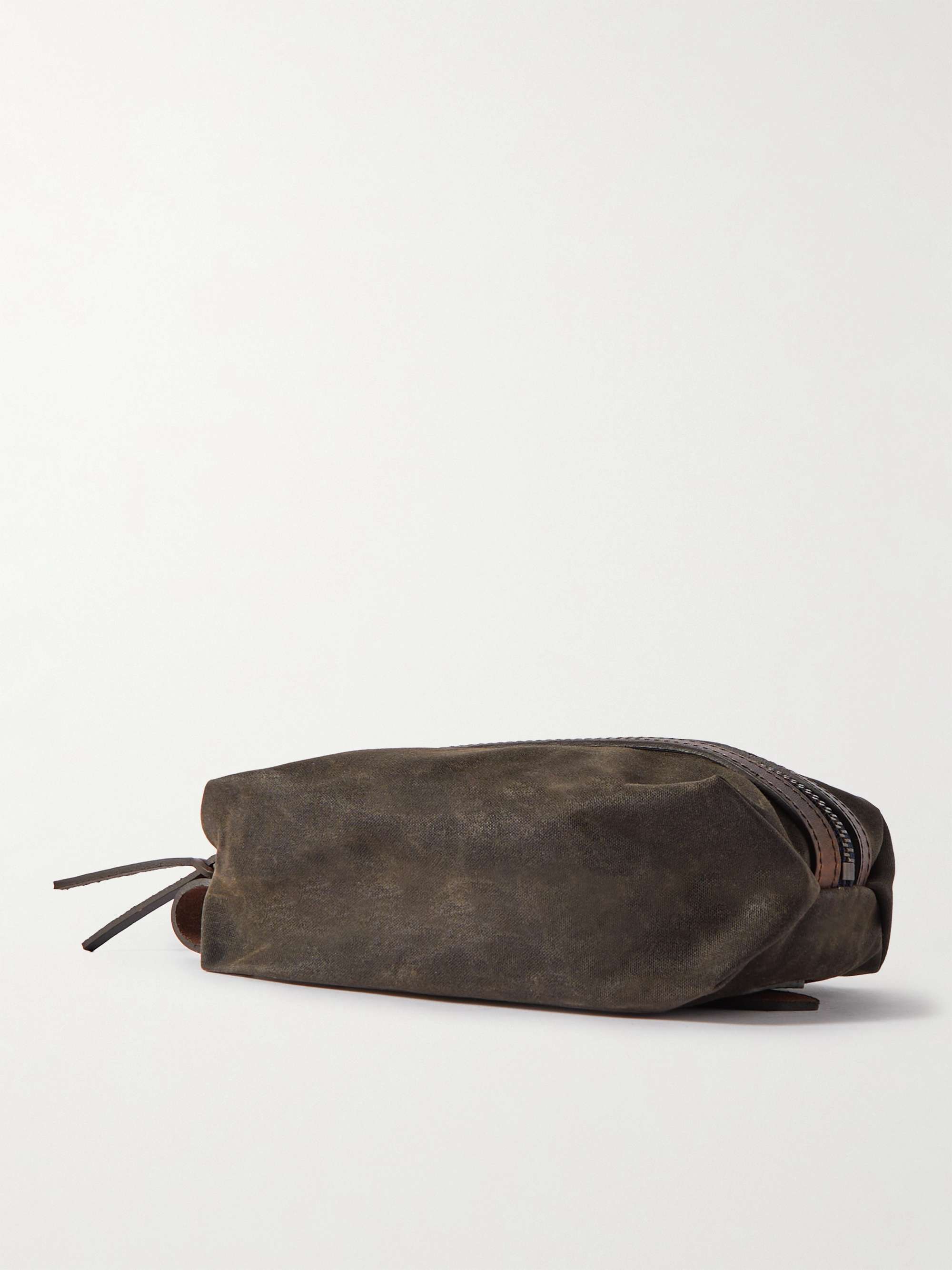 BLEU DE CHAUFFE Zazou Leather-Trimmed Cotton-Canvas Wash Bag