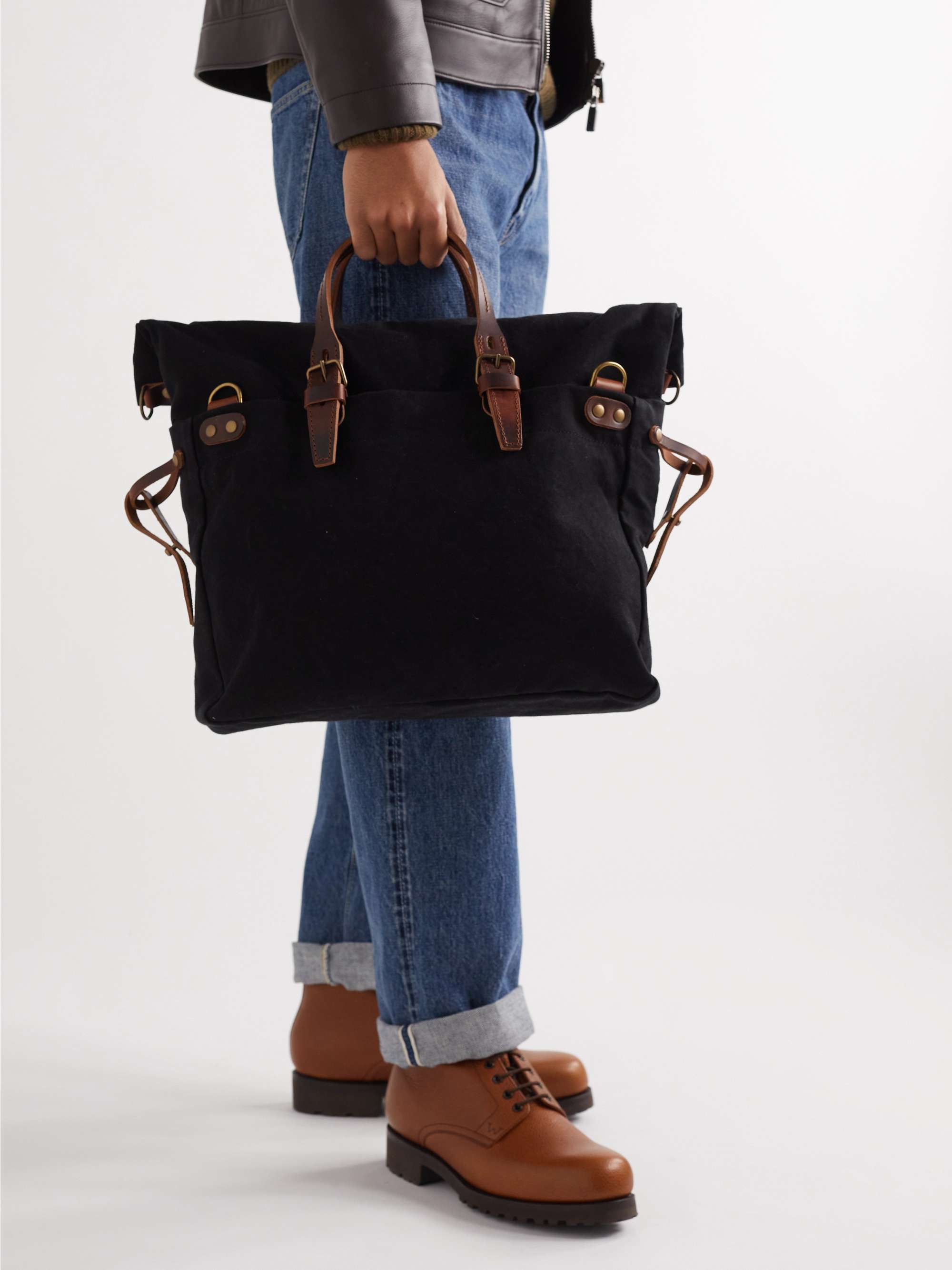 BLEU DE CHAUFFE Leather-Trimmed Cotton-Canvas Weekend Bag