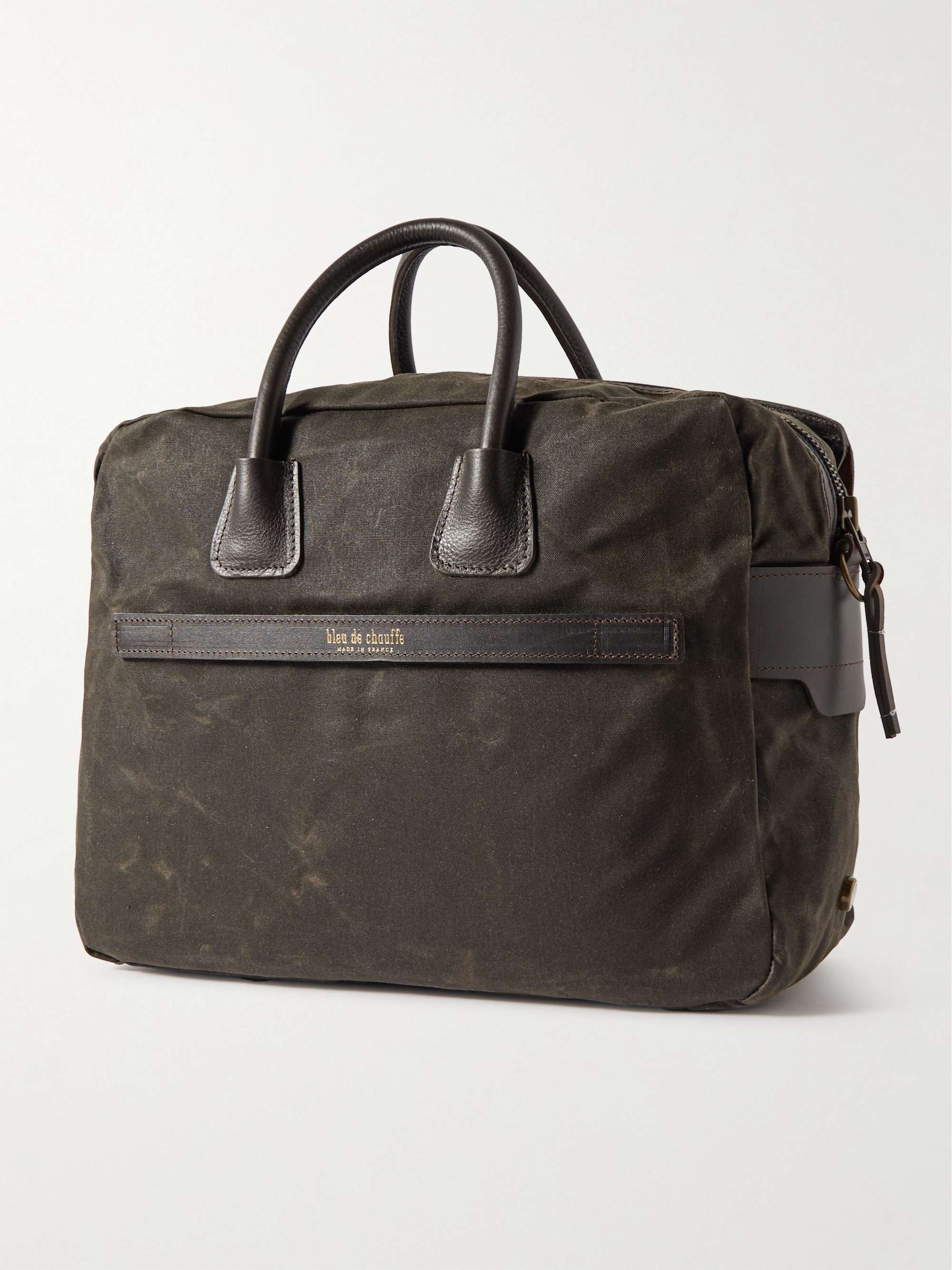 BLEU DE CHAUFFE Zeppo Full-Grain Leather and Waxed Cotton-Canvas Weekend Bag