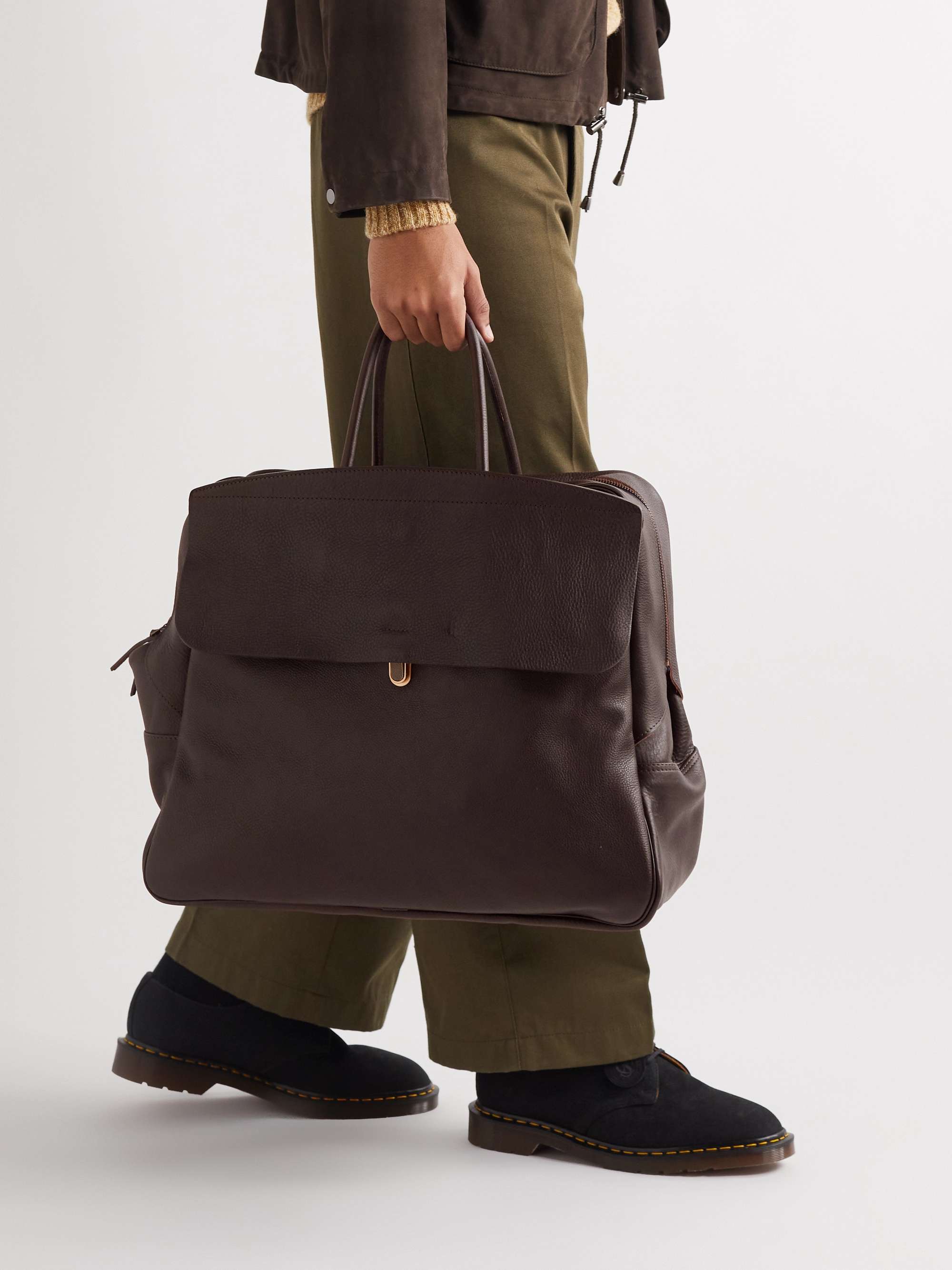 BLEU DE CHAUFFE Zoom Full-Grain Leather Weekend Bag