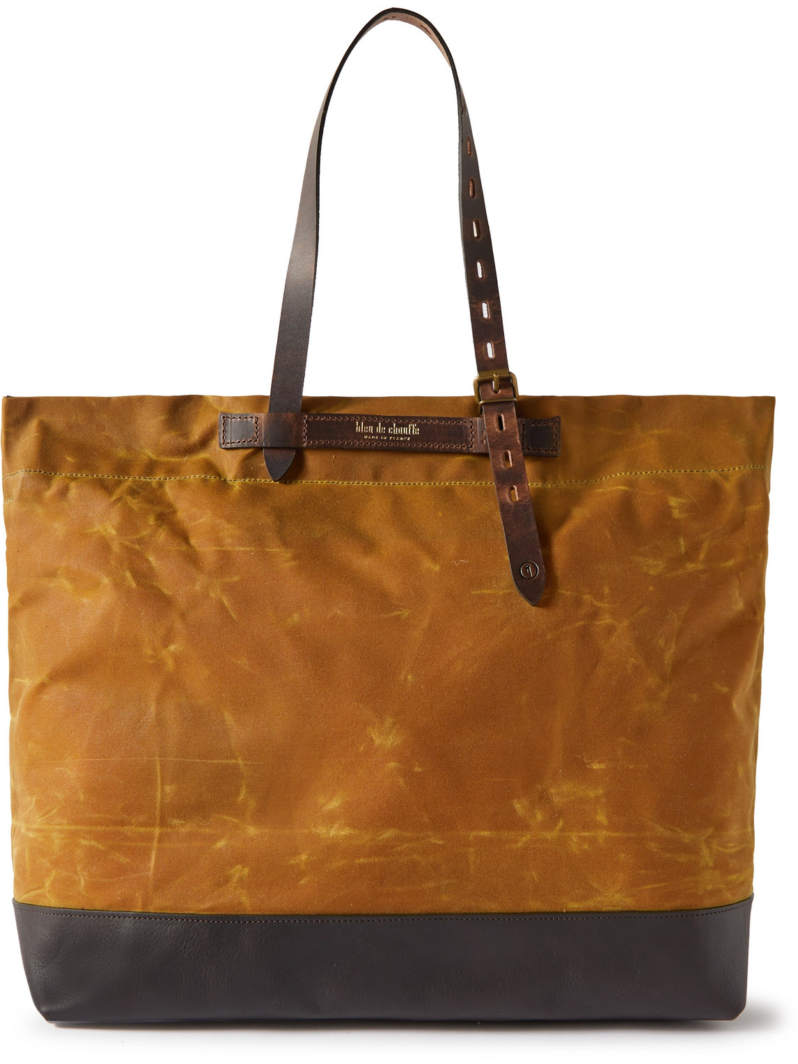 BLEU DE CHAUFFE ZINNIA LEATHER-TRIMMED COTTON-CANVAS TOTE BAG