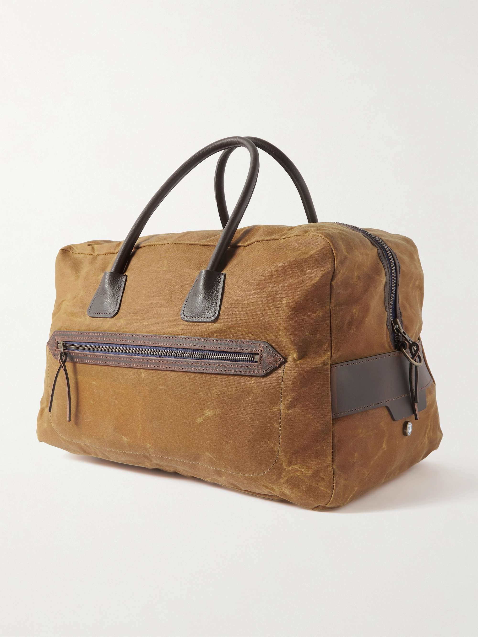 BLEU DE CHAUFFE Cabine Leather-Trimmed Cotton-Canvas Weekend Bag
