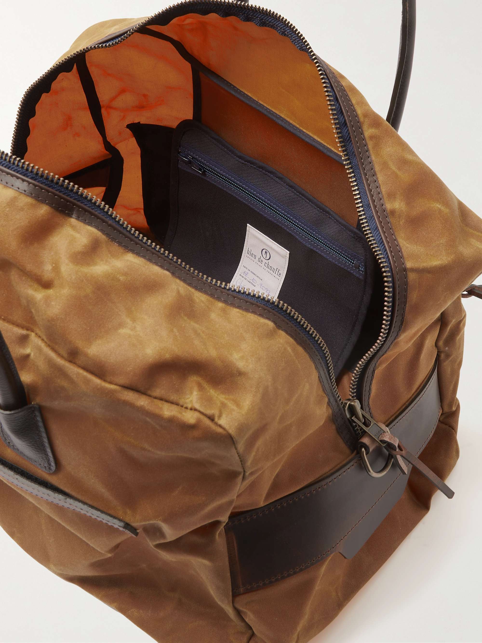 BLEU DE CHAUFFE Cabine Leather-Trimmed Cotton-Canvas Weekend Bag