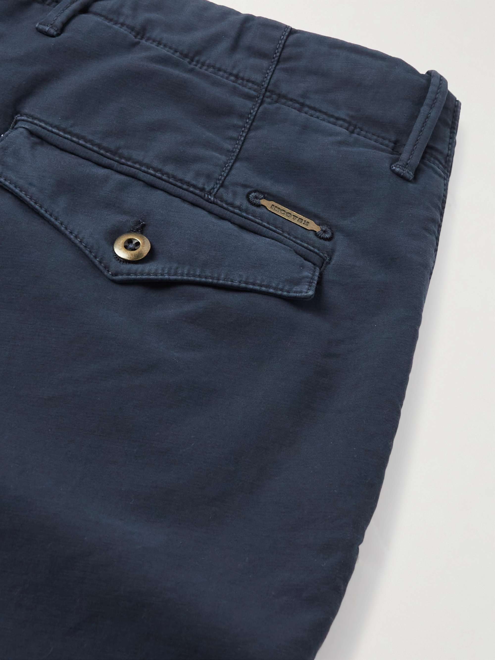 SLOWEAR Tapered Pleated Stretch-Cotton Trousers