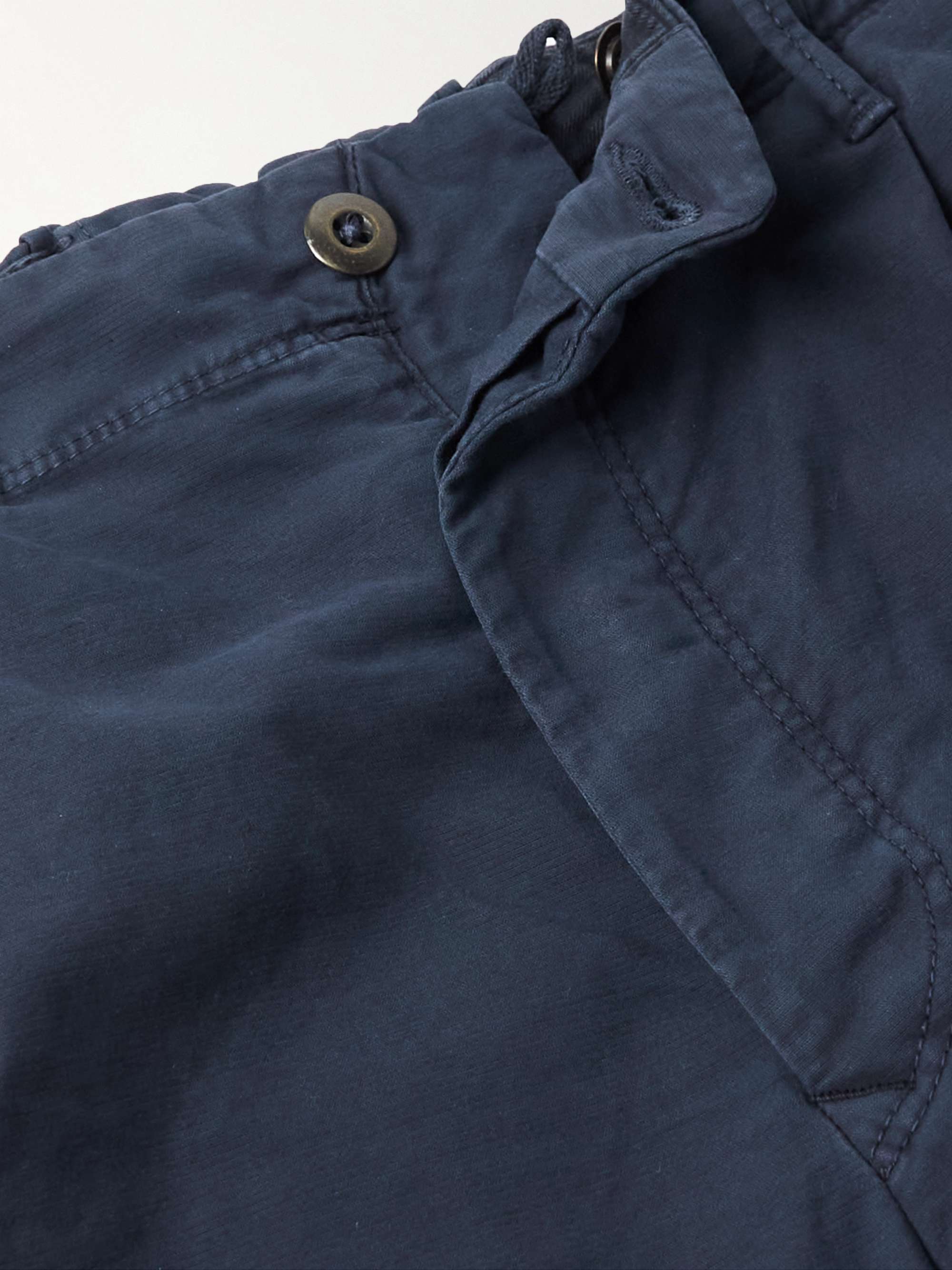 SLOWEAR Tapered Pleated Stretch-Cotton Trousers