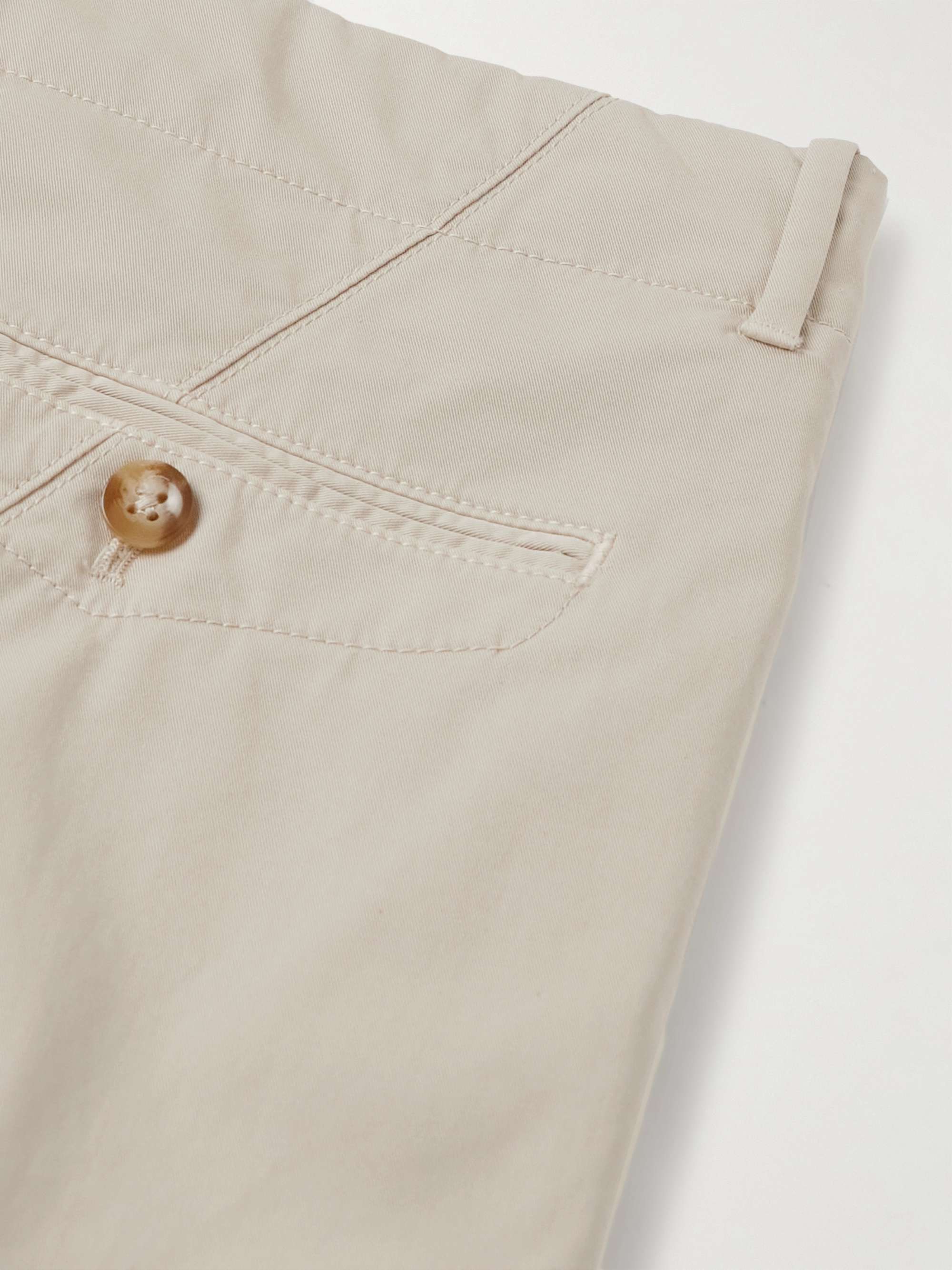 SLOWEAR Straight-Leg Pleated Stretch-Cotton Trousers