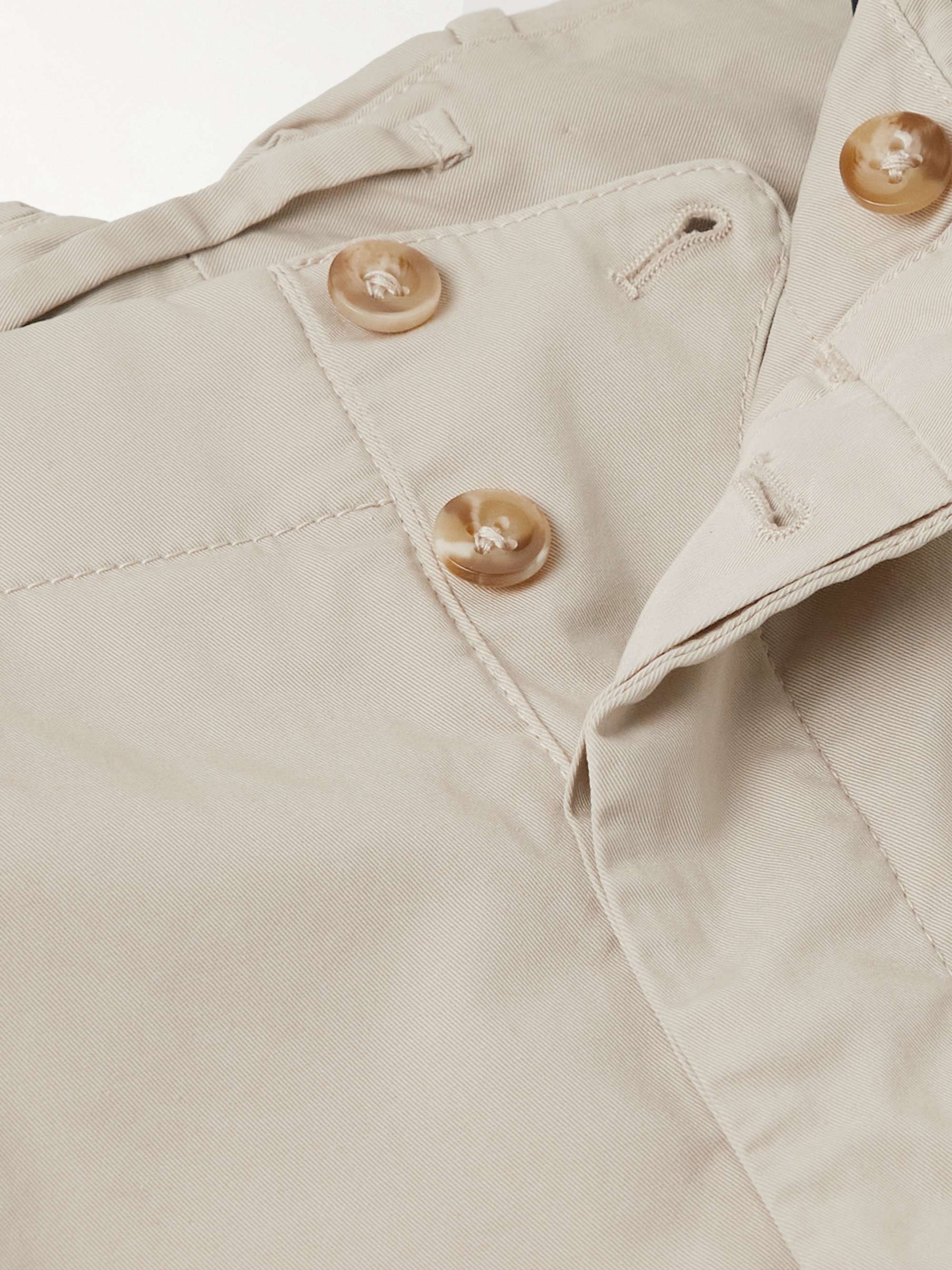 SLOWEAR Straight-Leg Pleated Stretch-Cotton Trousers