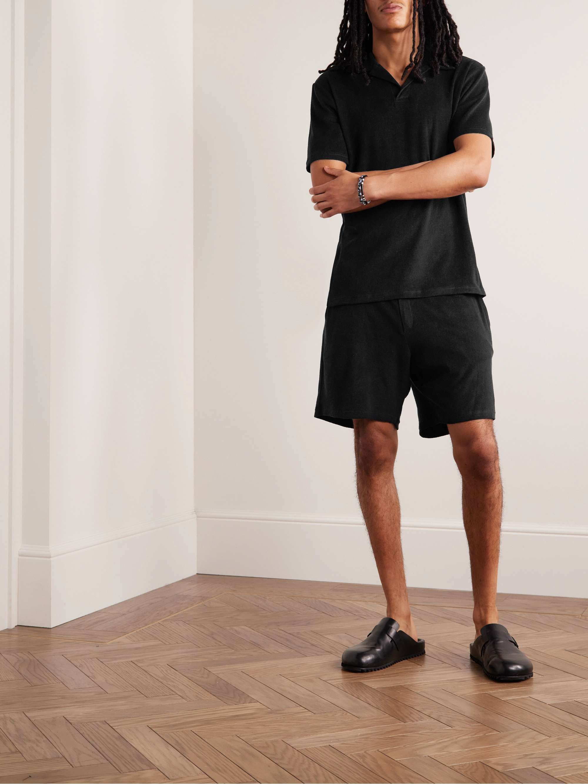 FRESCOBOL CARIOCA Augusto Wide-Leg Cotton, Lyocell and Linen-Blend Terry Drawstring Shorts