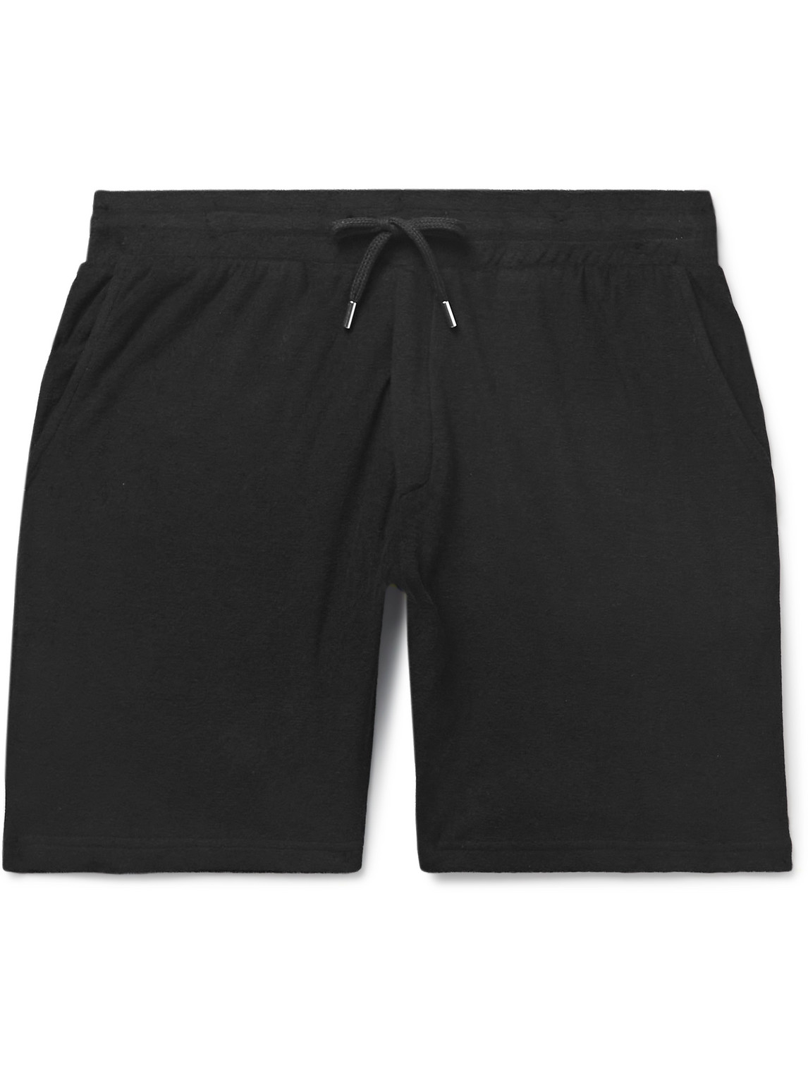 Frescobol Carioca Augusto Terry Cotton Shorts In Black