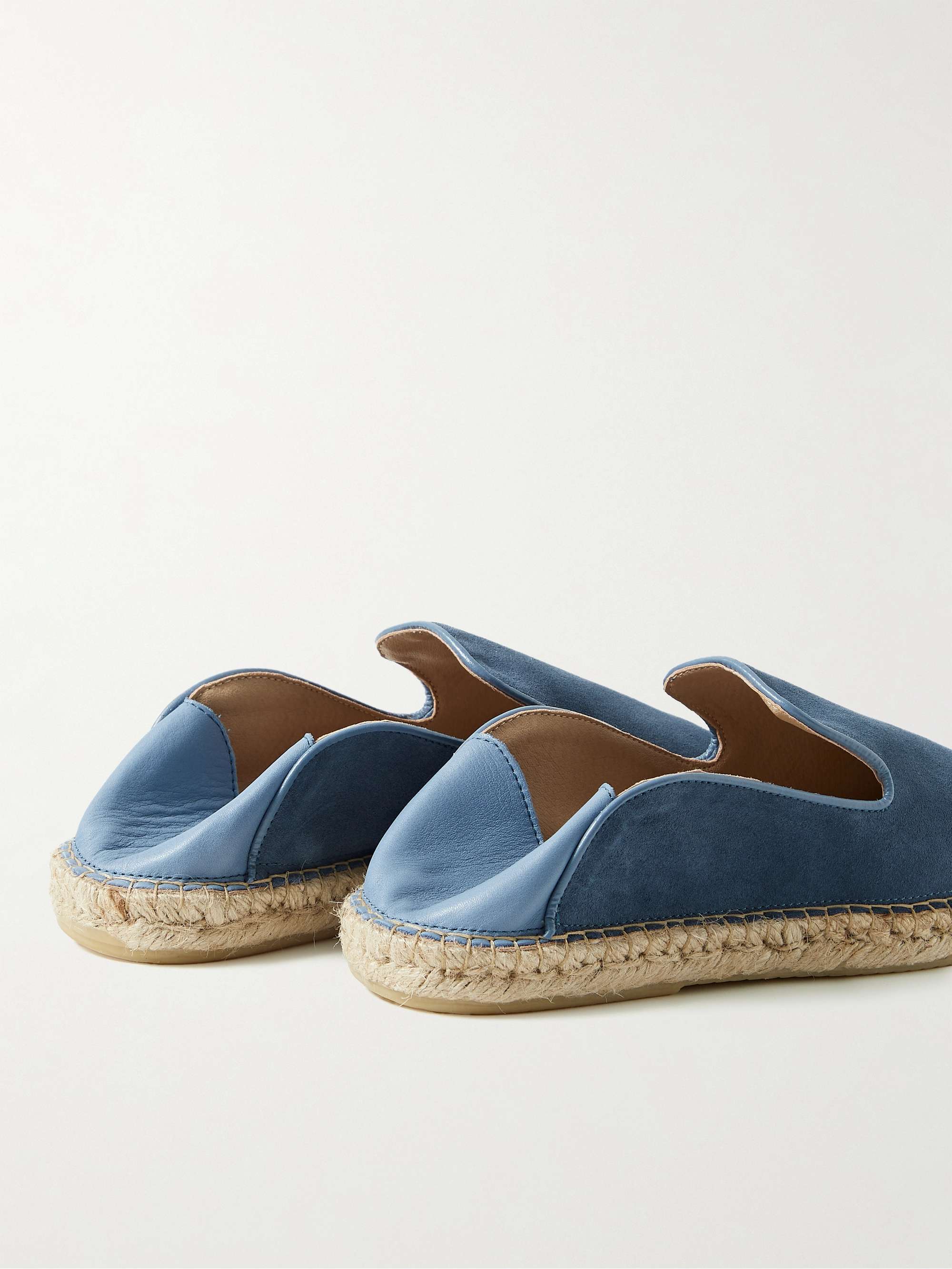 FRESCOBOL CARIOCA Veluso Collapsible-Heel Leather-Trimmed Suede Espadrilles