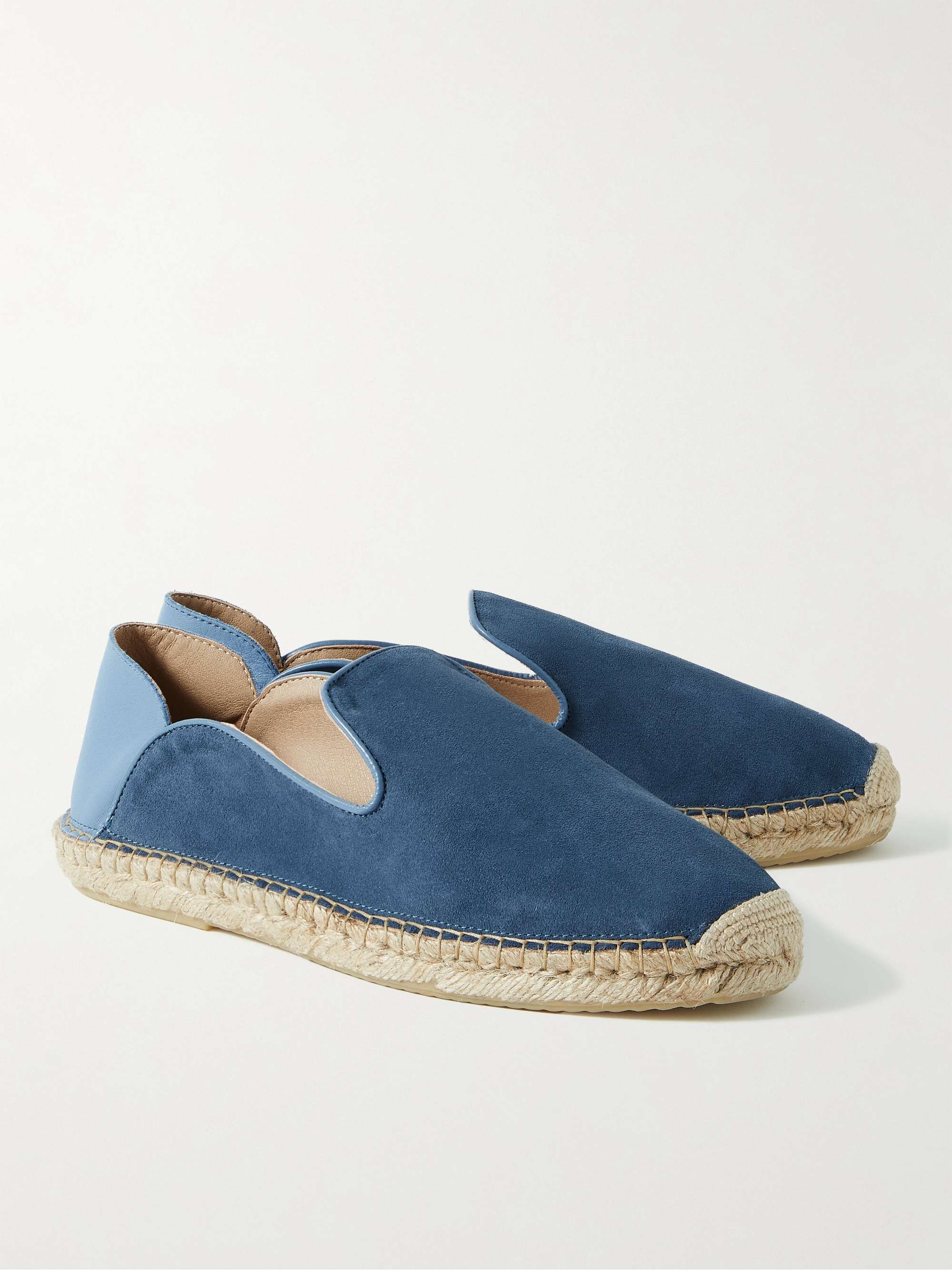 FRESCOBOL CARIOCA Veluso Collapsible-Heel Leather-Trimmed Suede Espadrilles