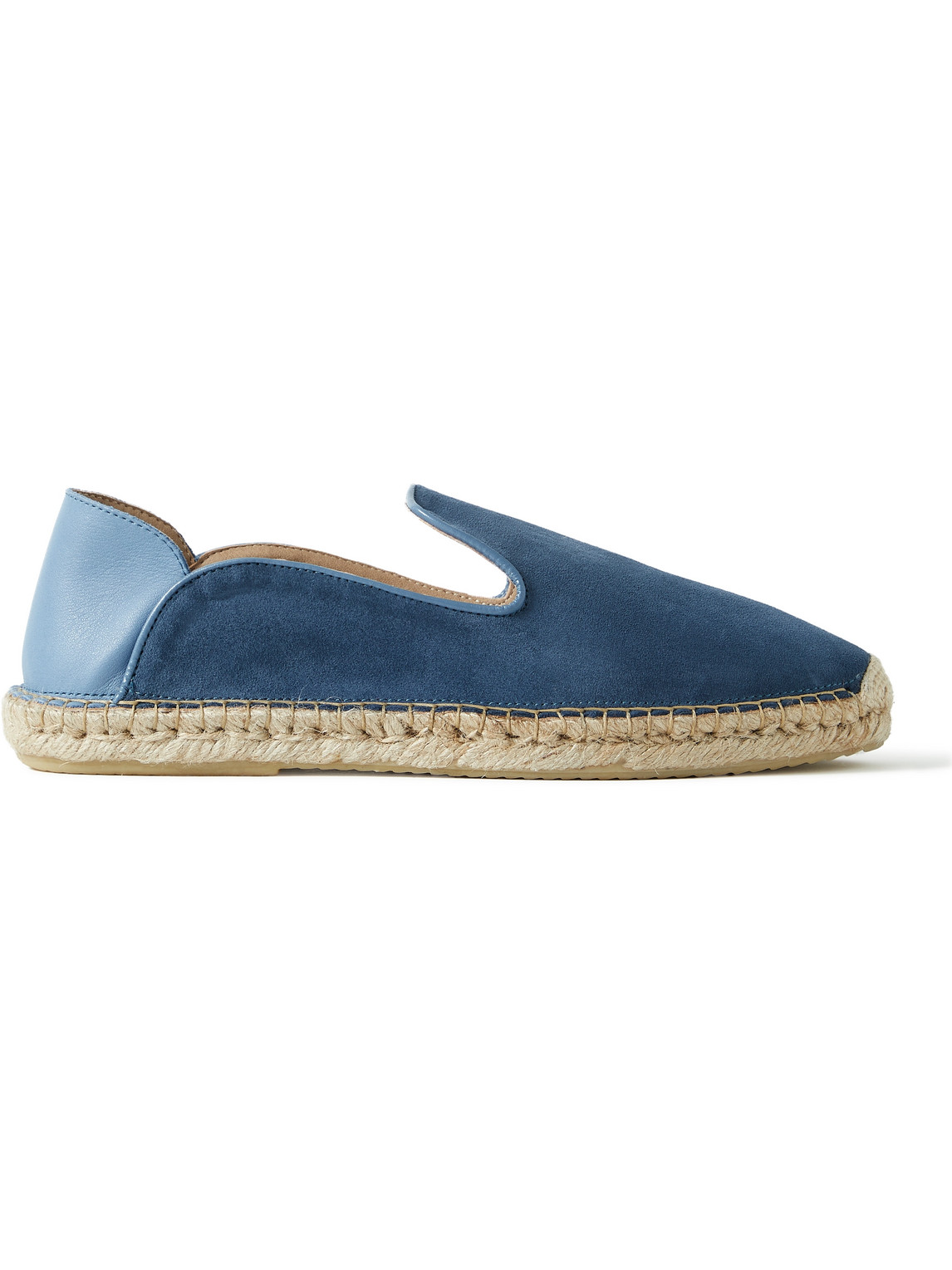 Frescobol Carioca Veluso Collapsible-heel Leather-trimmed Suede Espadrilles In Blue