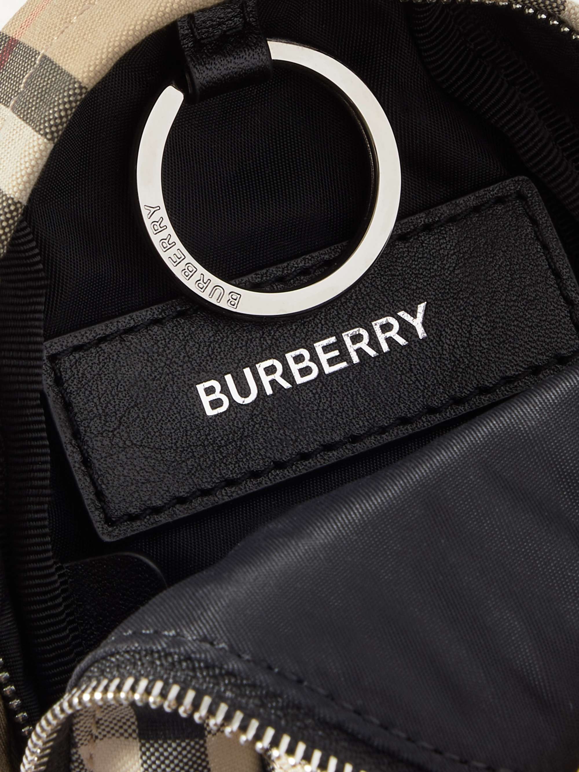 BURBERRY Checked Leather-Trimmed Canvas Keyring