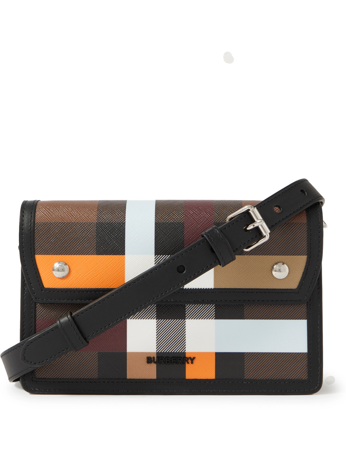 Burberry Leather-trimmed Checked Coated-canvas Messenger Bag In Brown