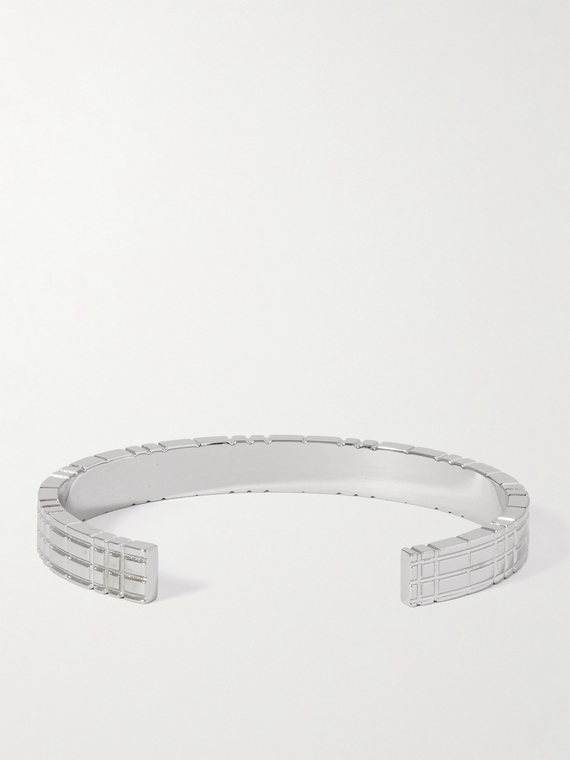 Shop Burberry Engraved Palladium-plated Cuff In Silver