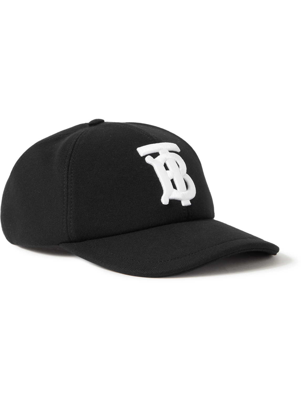 Shop Burberry Embroidered Cotton-twill Baseball Cap In Black