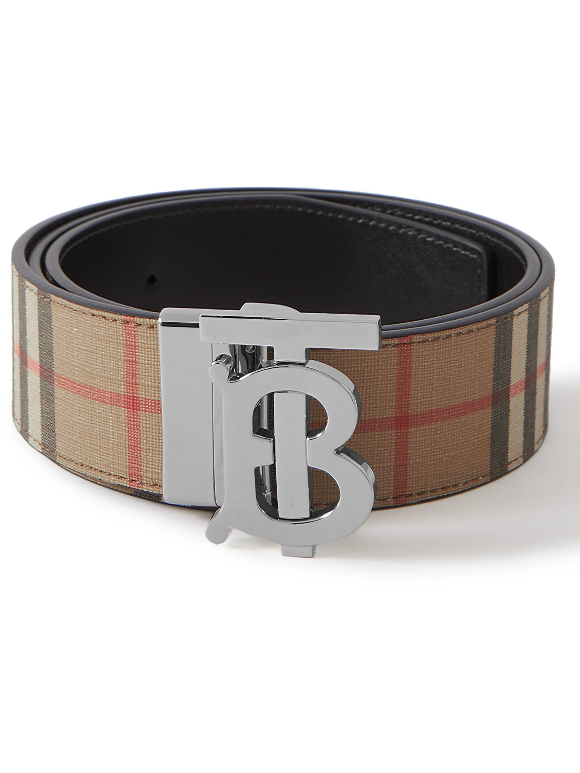 Burberry 4cm Reversible Checked E-canvas And Leather Belt In Neutrals