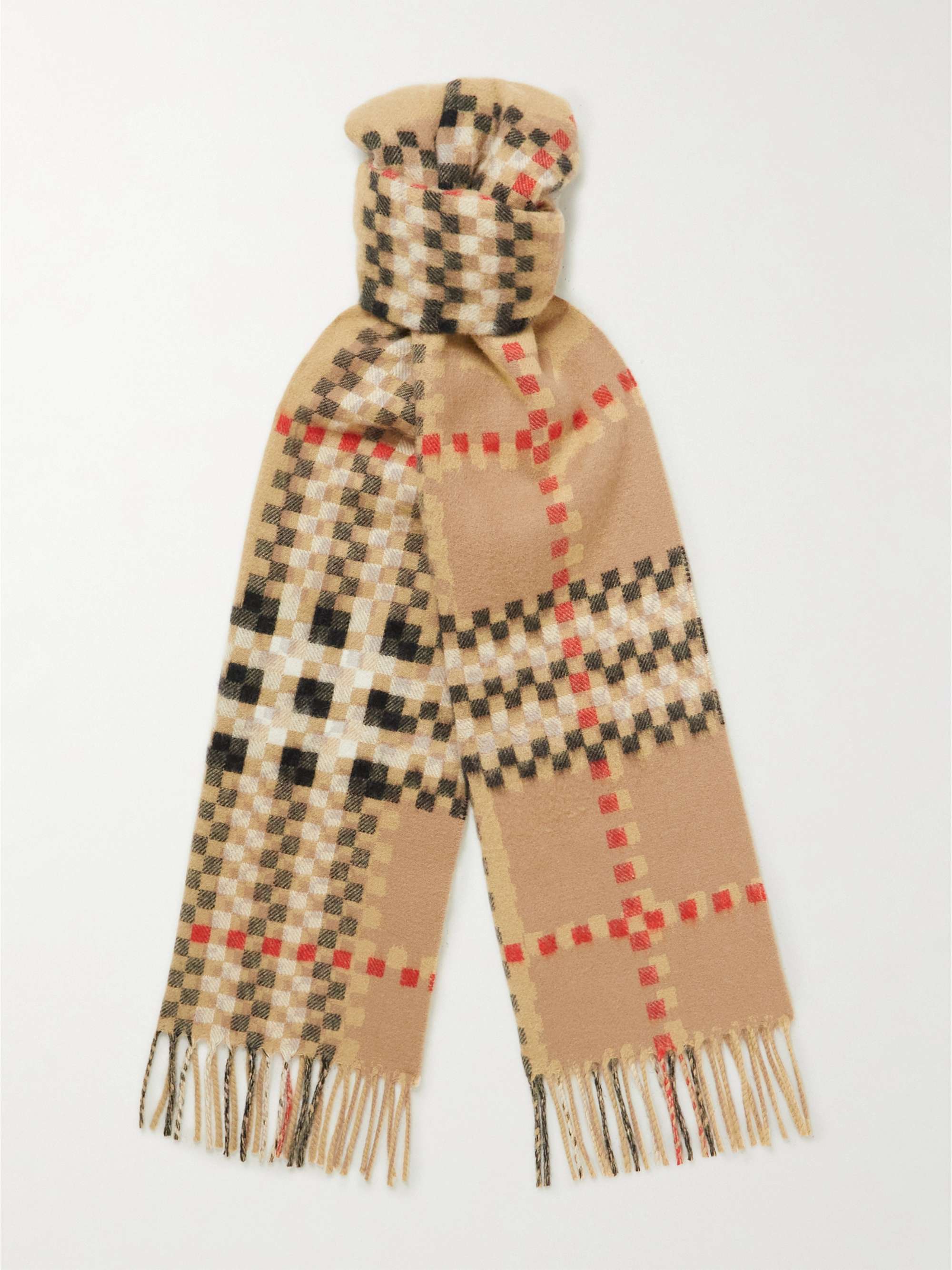 BURBERRY Fringed Checked Cashmere Scarf for MR PORTER