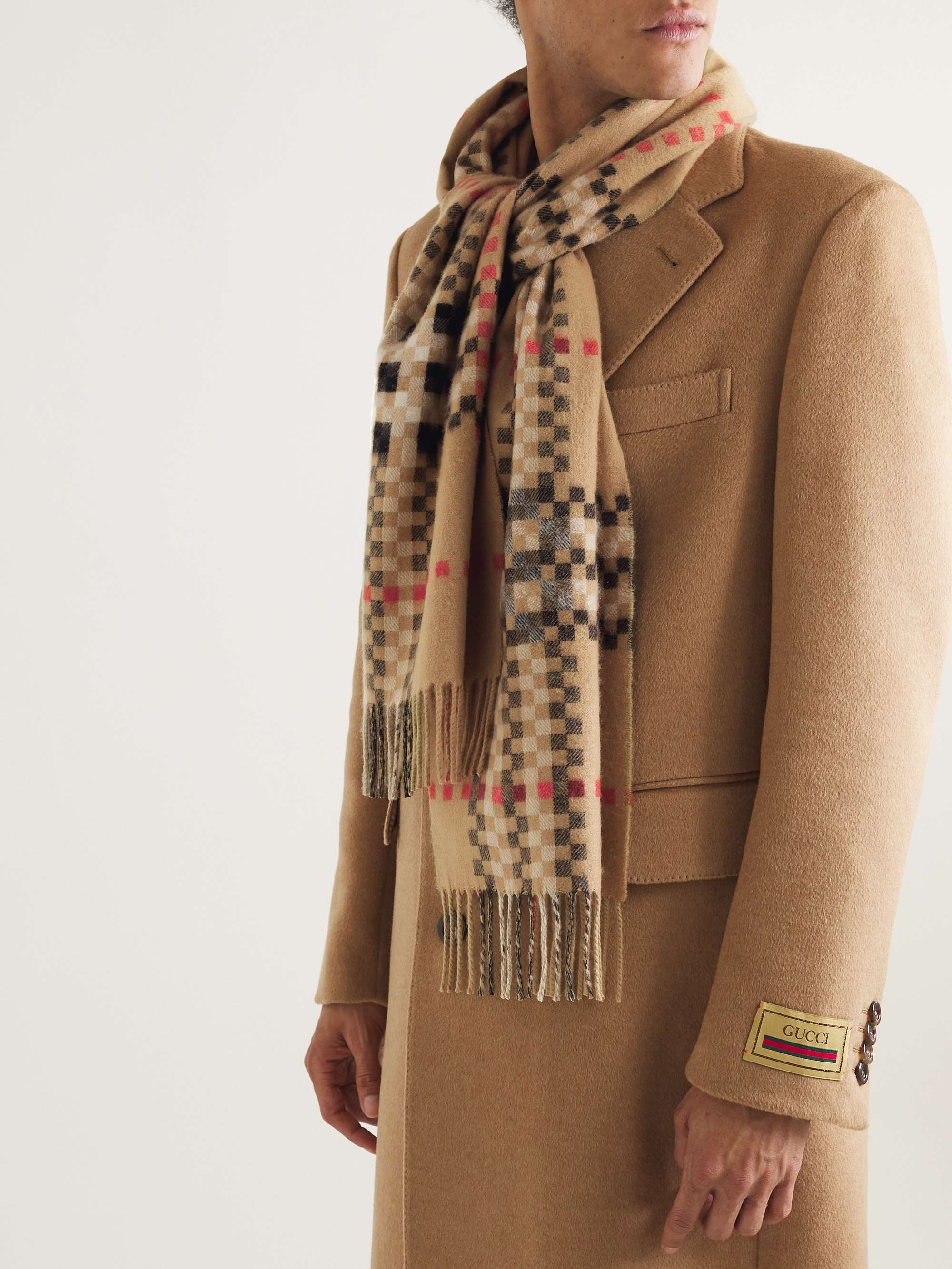 BURBERRY Fringed Checked Cashmere Scarf for MR PORTER