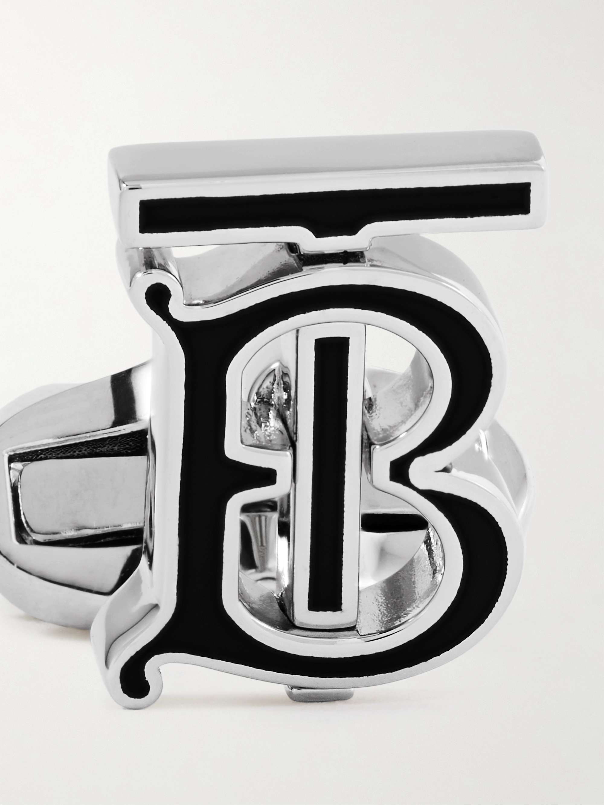 BURBERRY Palladium-Plated and Enamel Cufflinks